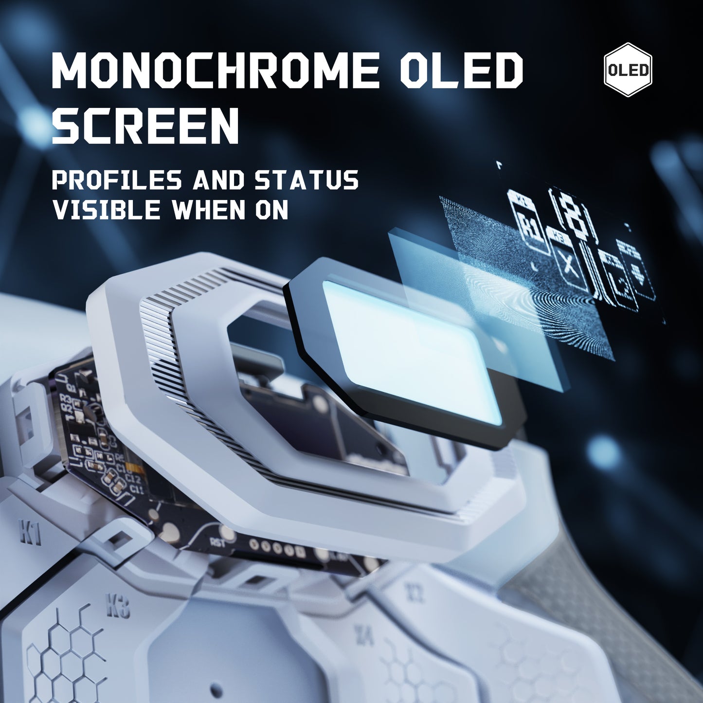 eXtremeRate BEYOND Back Paddles Kit with OLED Display & Redesigned Ergonomic Grips for PS5 Edge Controller - Rubberized White & Gray (Expected to begin shipping around January 15)