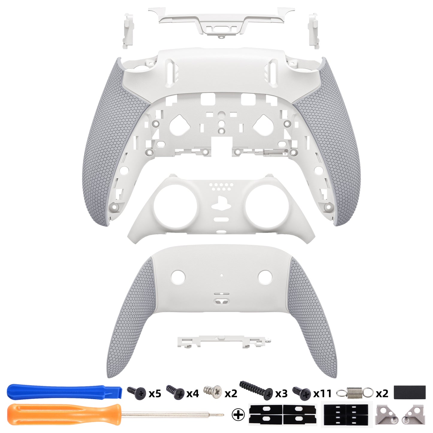 eXtremeRate Beyond-ARC Bottom Shell Kit with Rubberised Grip for PS5 Edge Controller - White & Gray