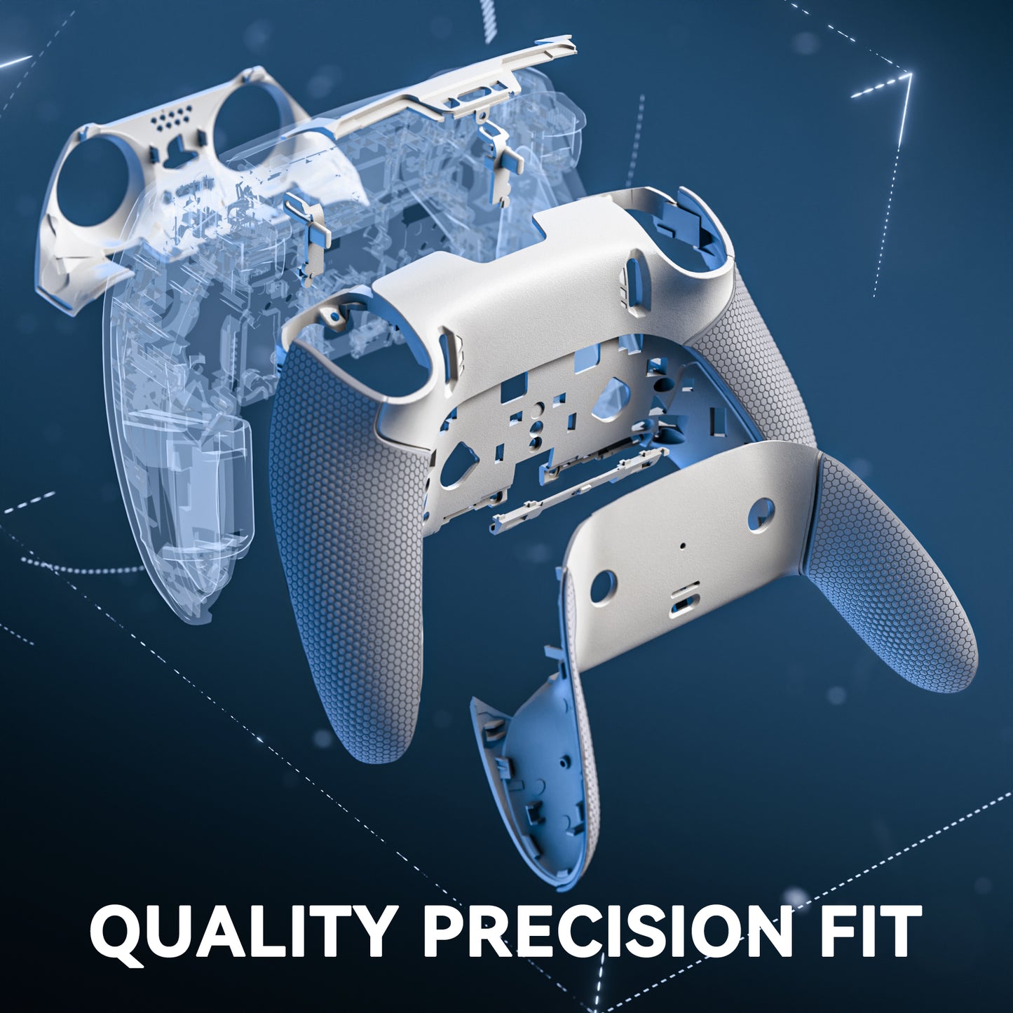 eXtremeRate Beyond-ARC Bottom Shell Kit with Rubberised Grip for PS5 Edge Controller - White & Gray