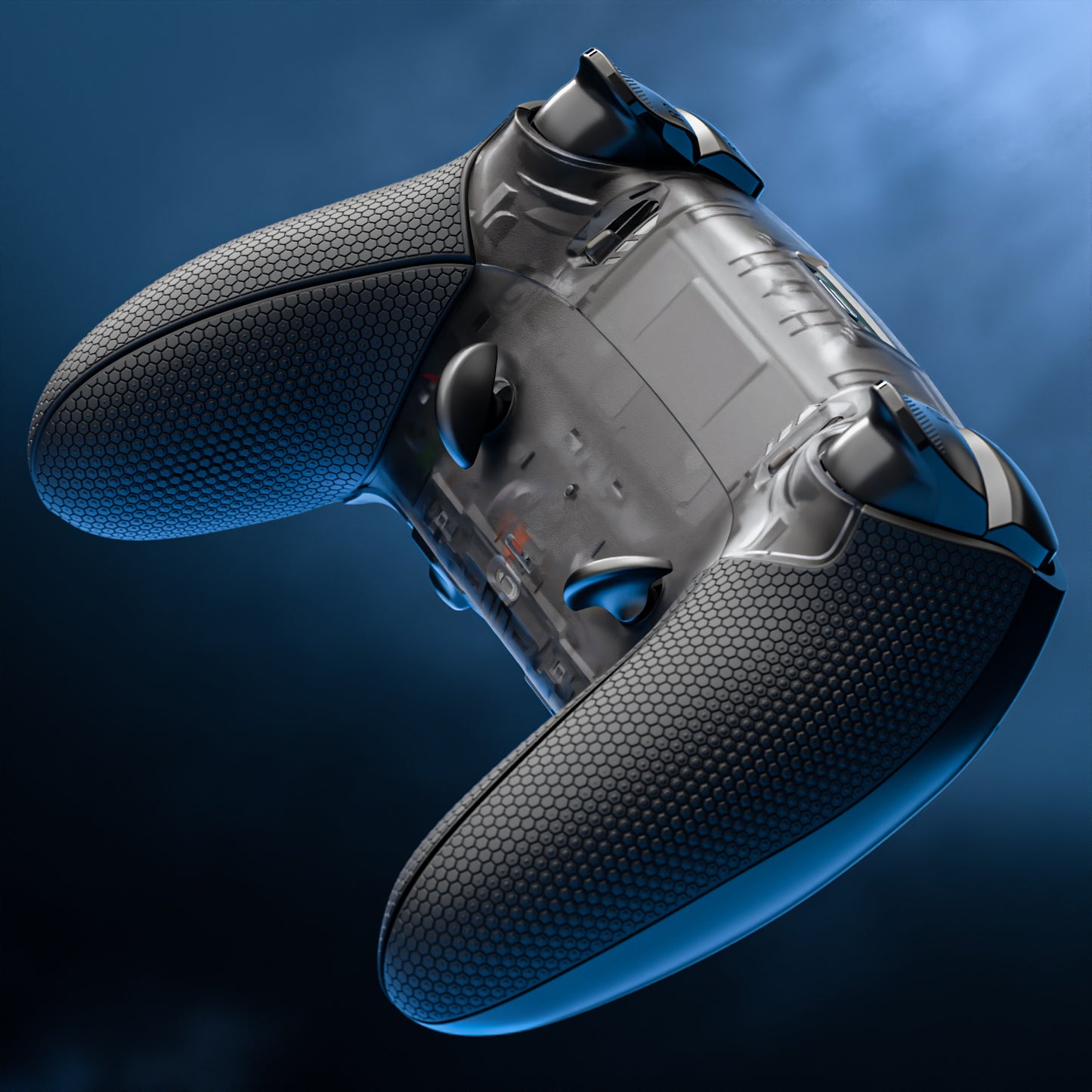 eXtremeRate Beyond-ARC Bottom Shell Kit with Rubberised Grip for PS5 Edge Controller - Clear & Black