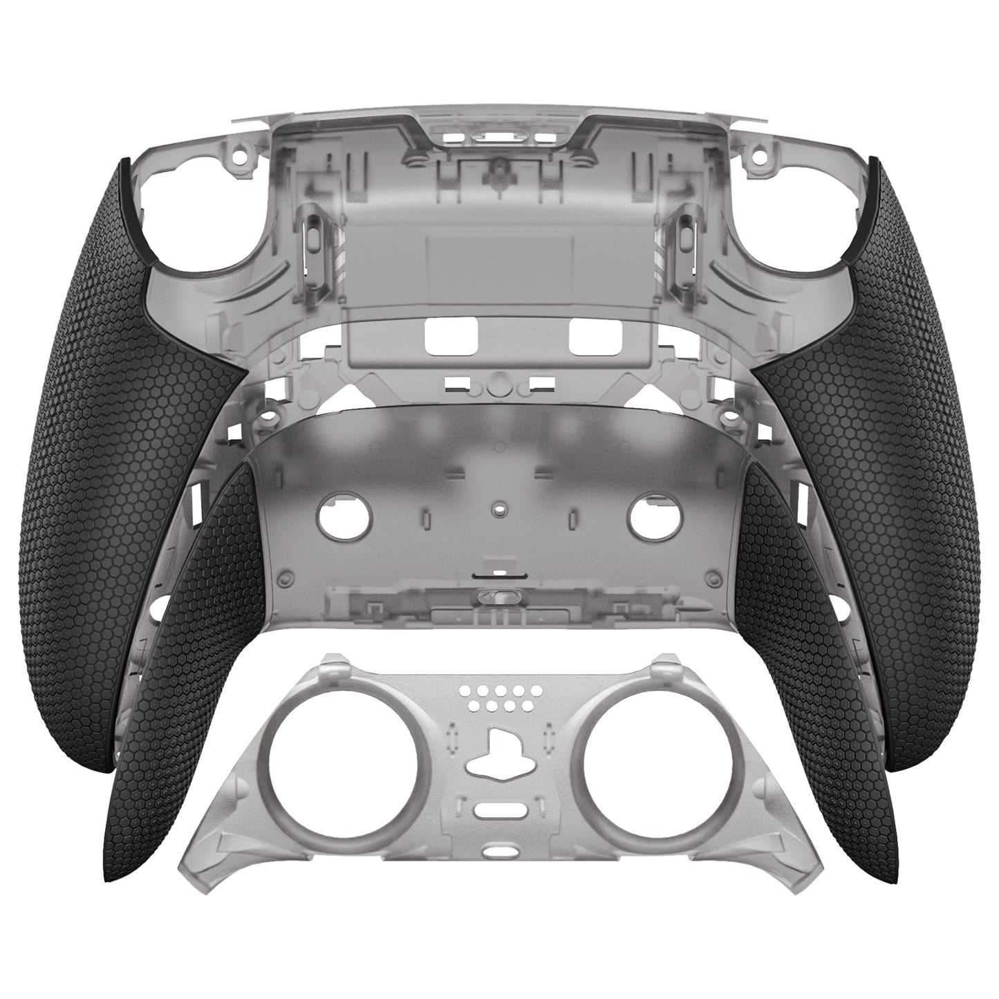 eXtremeRate Beyond-ARC Bottom Shell Kit with Rubberised Grip for PS5 Edge Controller - Clear & Black