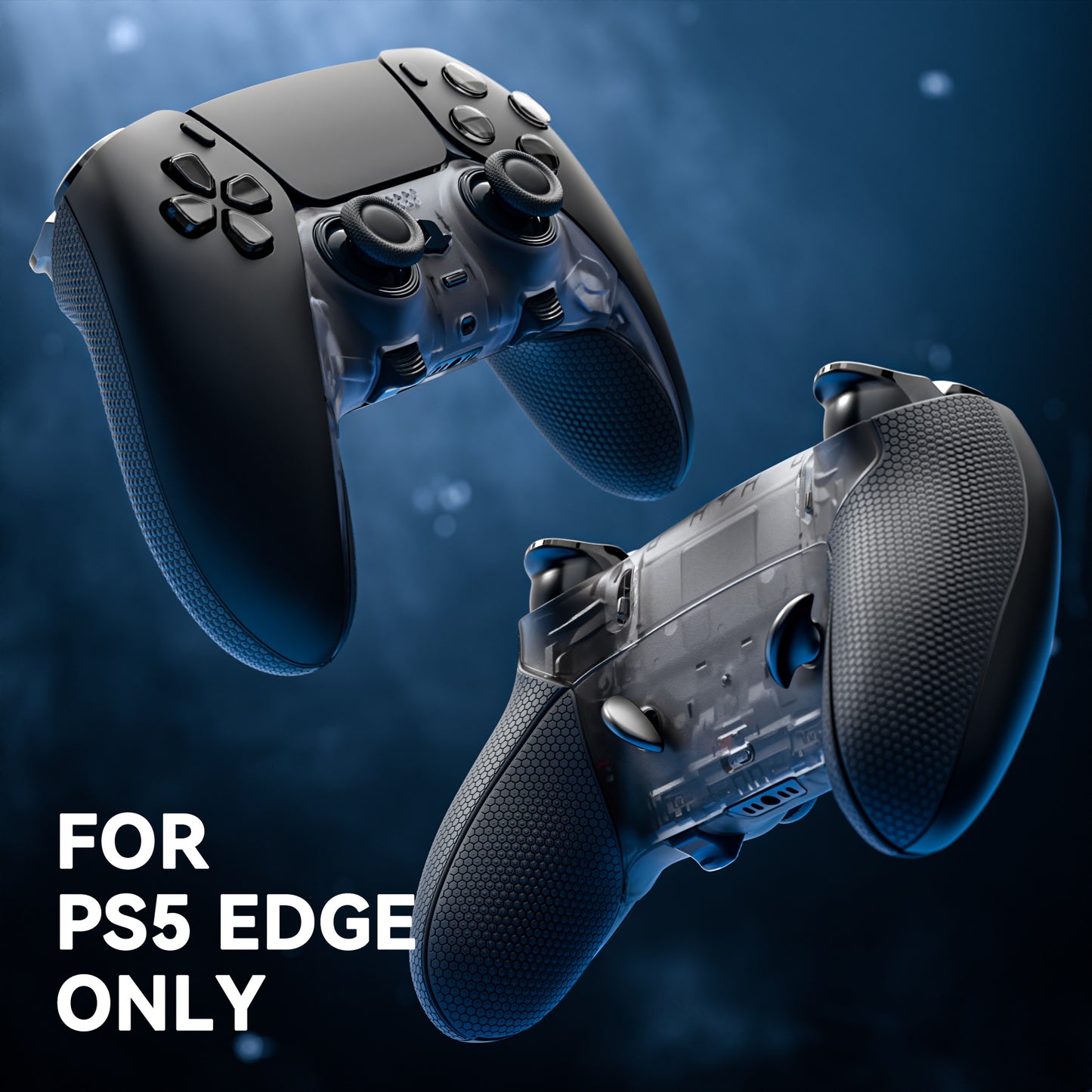 eXtremeRate Beyond-ARC Bottom Shell Kit with Rubberised Grip for PS5 Edge Controller - Clear & Black