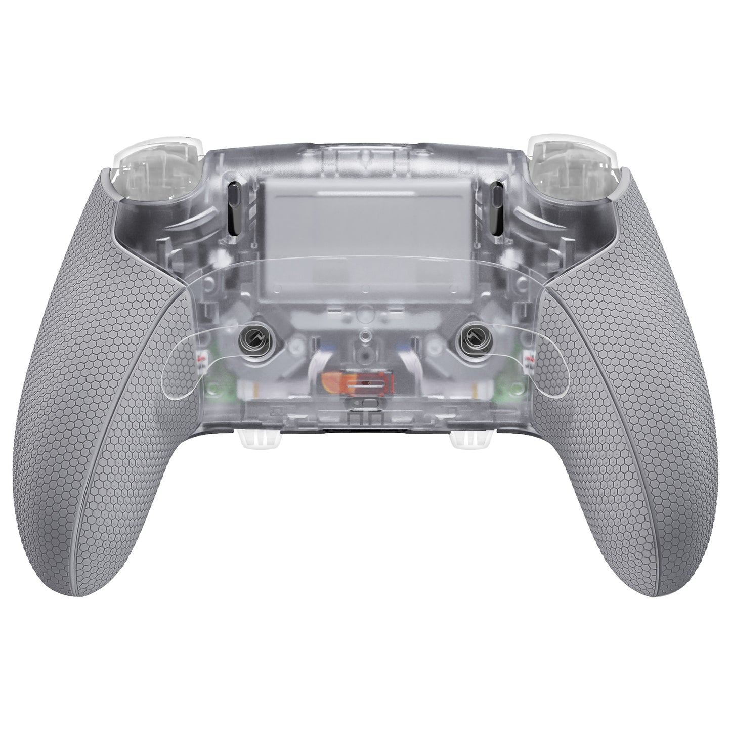 eXtremeRate Beyond-ARC Bottom Shell Kit with Rubberised Grip for PS5 Edge Controller - Clear & Gray