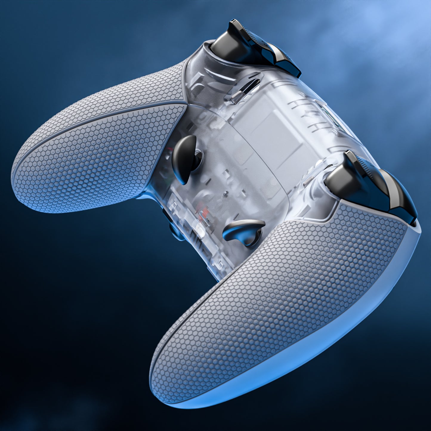 eXtremeRate Beyond-ARC Bottom Shell Kit with Rubberised Grip for PS5 Edge Controller - Clear & Gray