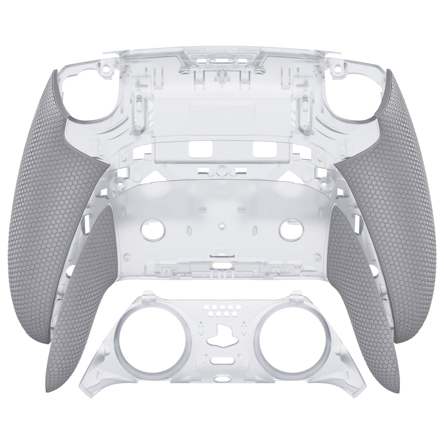 eXtremeRate Beyond-ARC Bottom Shell Kit with Rubberised Grip for PS5 Edge Controller - Clear & Gray