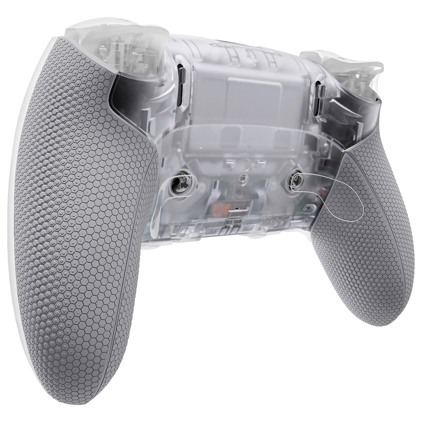 eXtremeRate Beyond-ARC Bottom Shell Kit with Rubberised Grip for PS5 Edge Controller - Clear & Gray