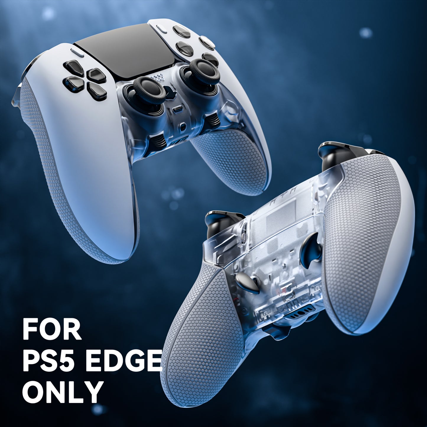 eXtremeRate Beyond-ARC Bottom Shell Kit with Rubberised Grip for PS5 Edge Controller - Clear & Gray