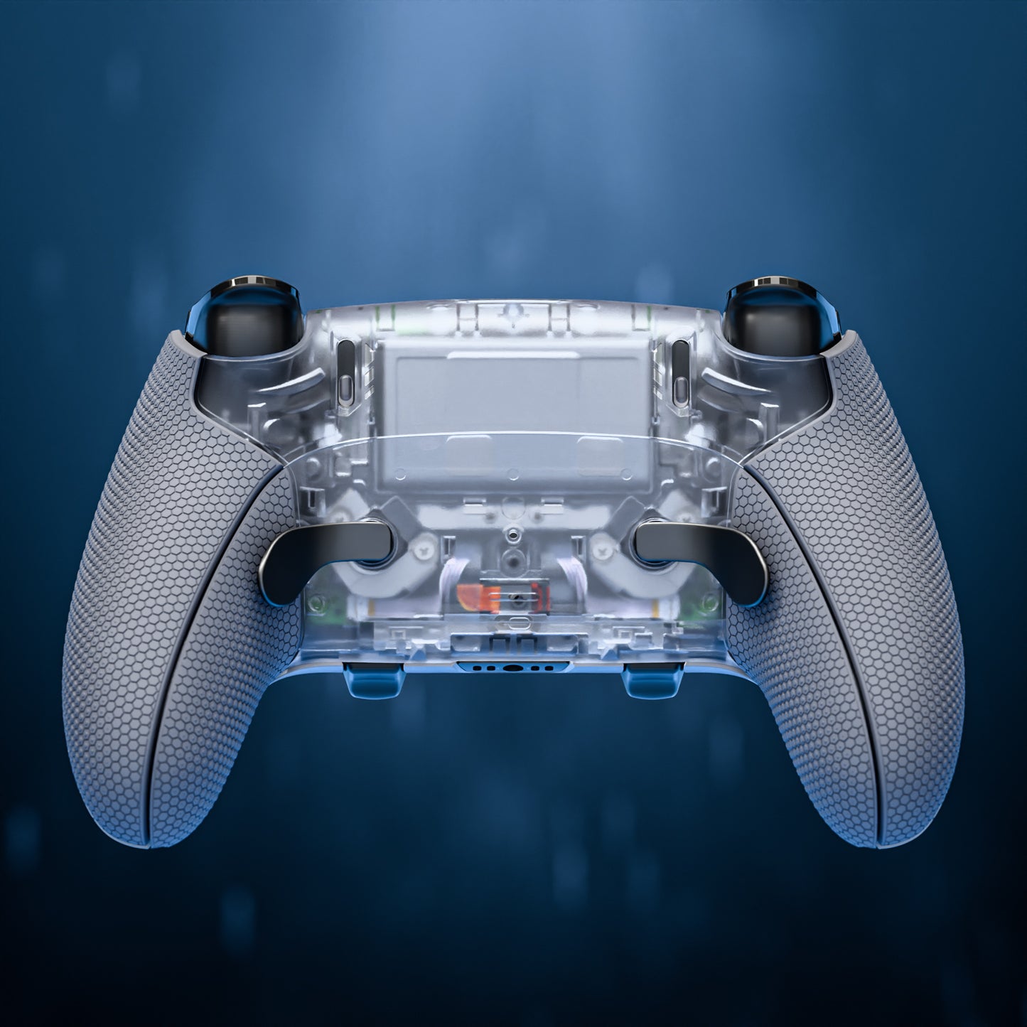 eXtremeRate Beyond-ARC Bottom Shell Kit with Rubberised Grip for PS5 Edge Controller - Clear & Gray