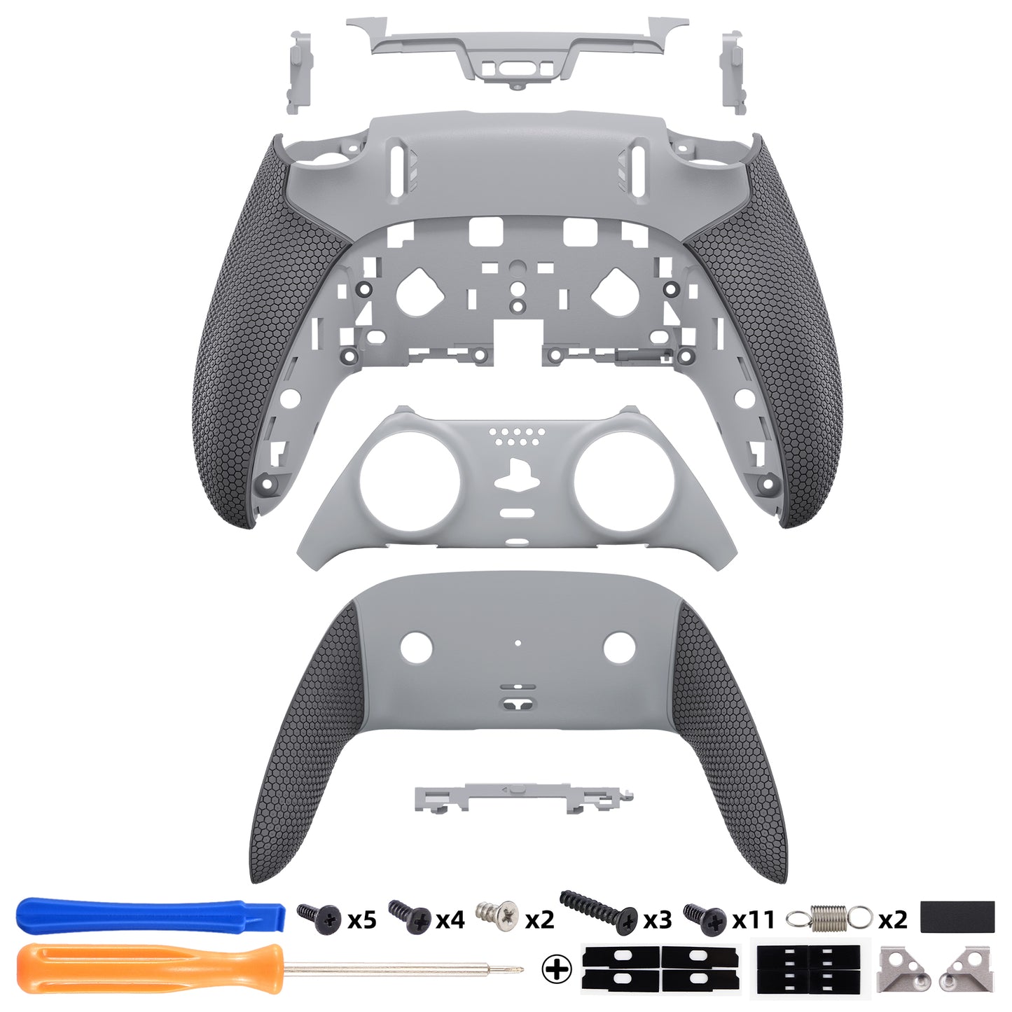 eXtremeRate Beyond-ARC Bottom Shell Kit with Rubberised Grip for PS5 Edge Controller - New Hope Gray & Classic Gray