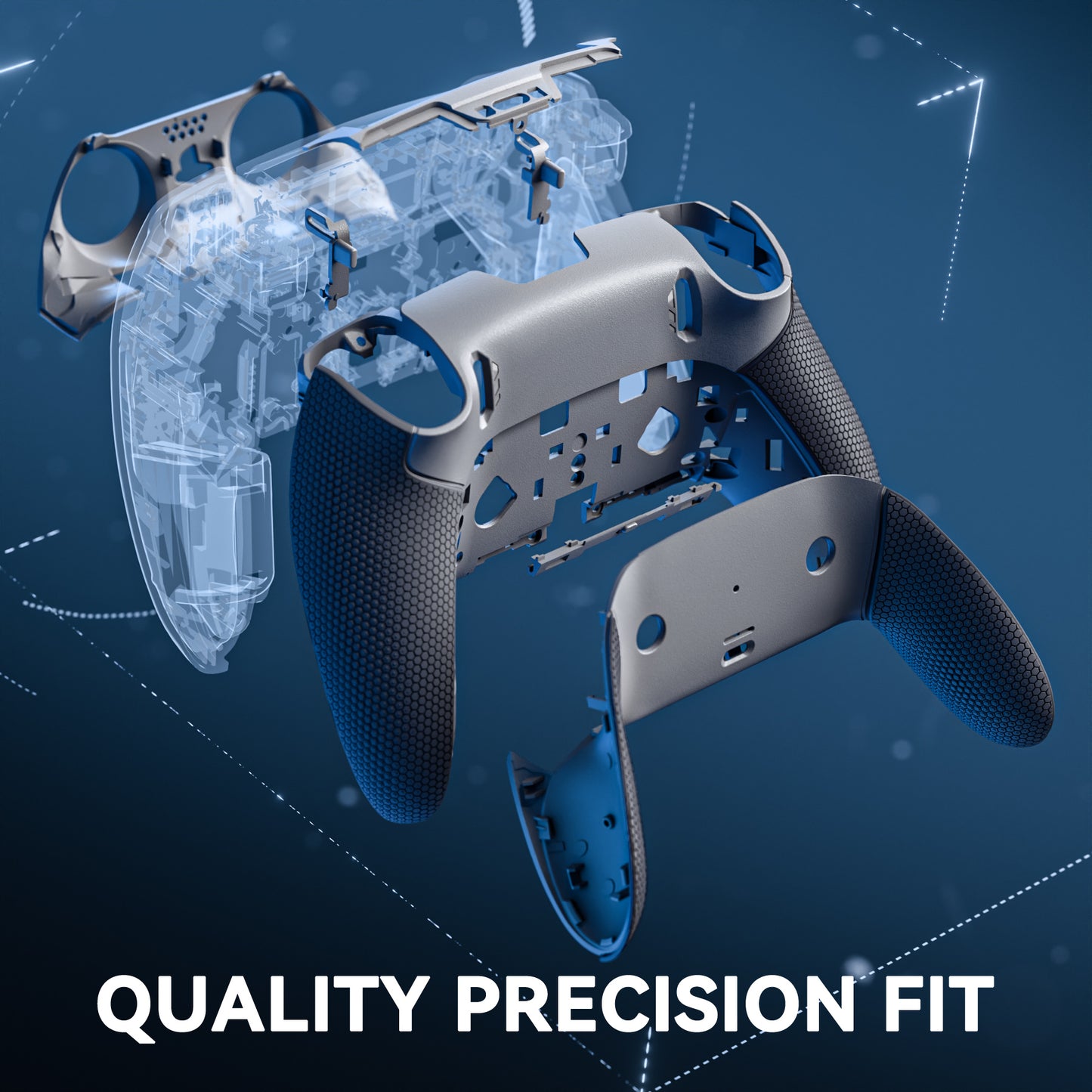 eXtremeRate Beyond-ARC Bottom Shell Kit with Rubberised Grip for PS5 Edge Controller - New Hope Gray & Classic Gray