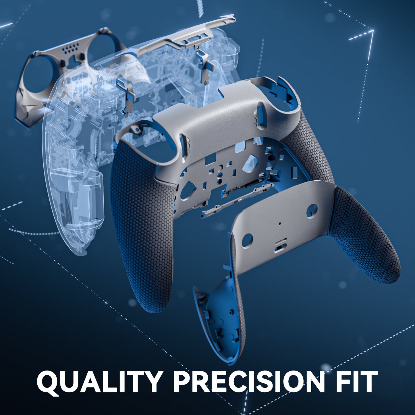 eXtremeRate Beyond-ARC Bottom Shell Kit with Rubberised Grip for PS5 Edge Controller - New Hope Gray & Classic Gray