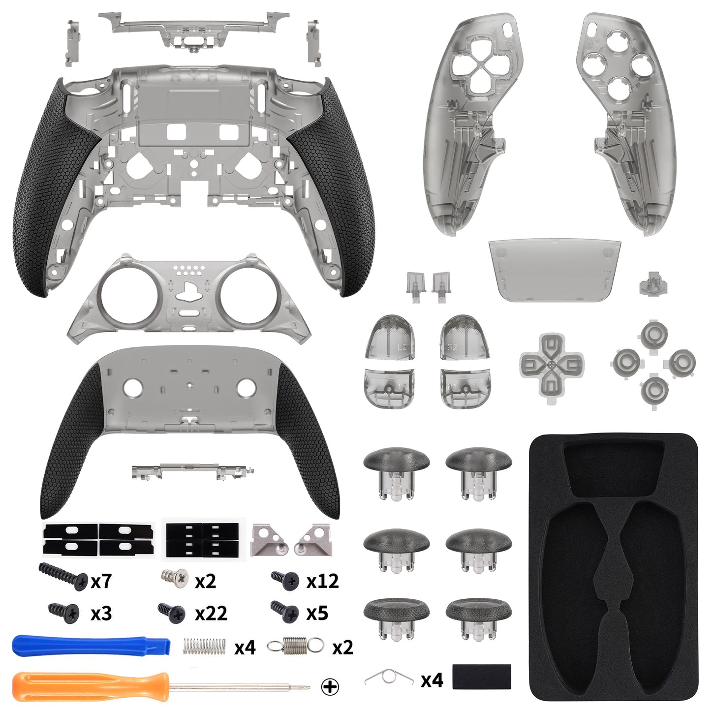 eXtremeRate Beyond-ARC Full Set Shell Buttons with 6-in-1 Swappable Thumbsticks for PS5 Edge Controller - Clear Black