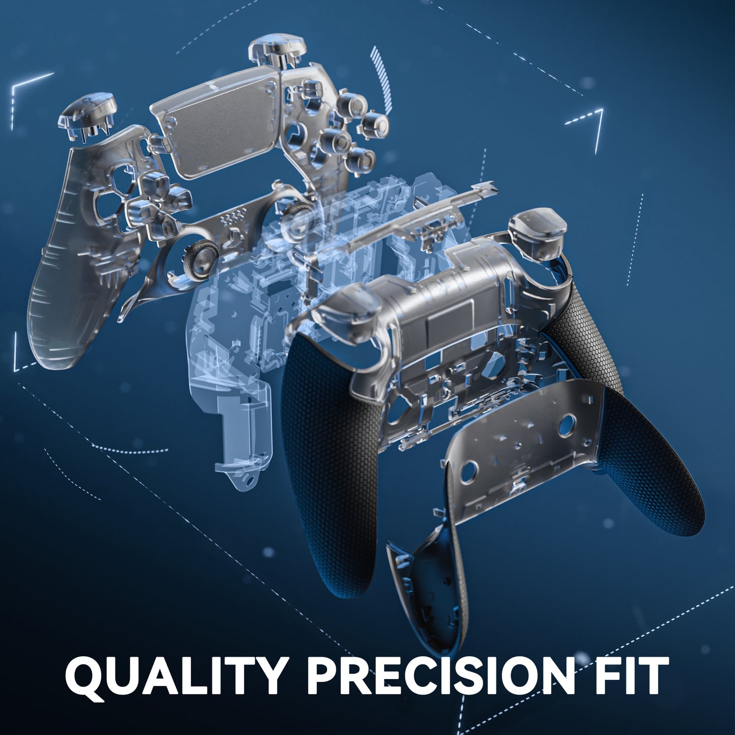 eXtremeRate Beyond-ARC Full Set Shell Buttons with 6-in-1 Swappable Thumbsticks for PS5 Edge Controller - Clear Black