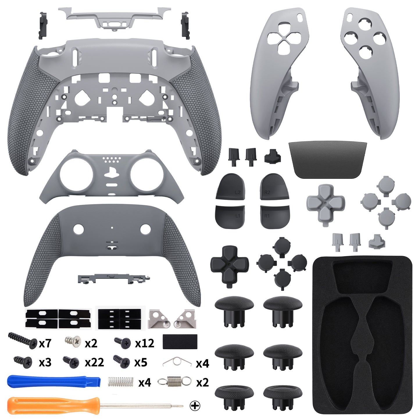 eXtremeRate Beyond-ARC Full Set Shell Buttons with 6-in-1 Swappable Thumbsticks for PS5 Edge Controller - Dark Gray & New Hope Gray