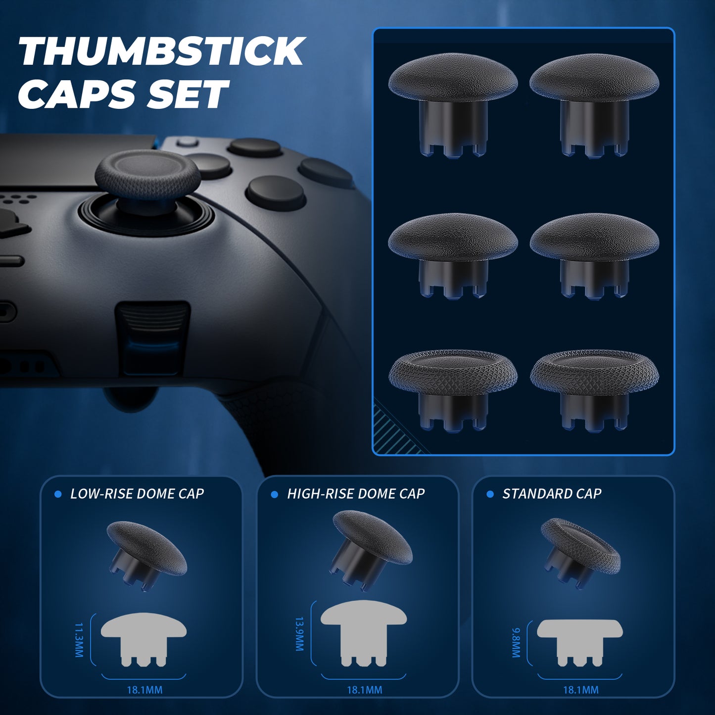 eXtremeRate Beyond-ARC Full Set Shell Buttons with 6-in-1 Swappable Thumbsticks for PS5 Edge Controller - Dark Gray & New Hope Gray