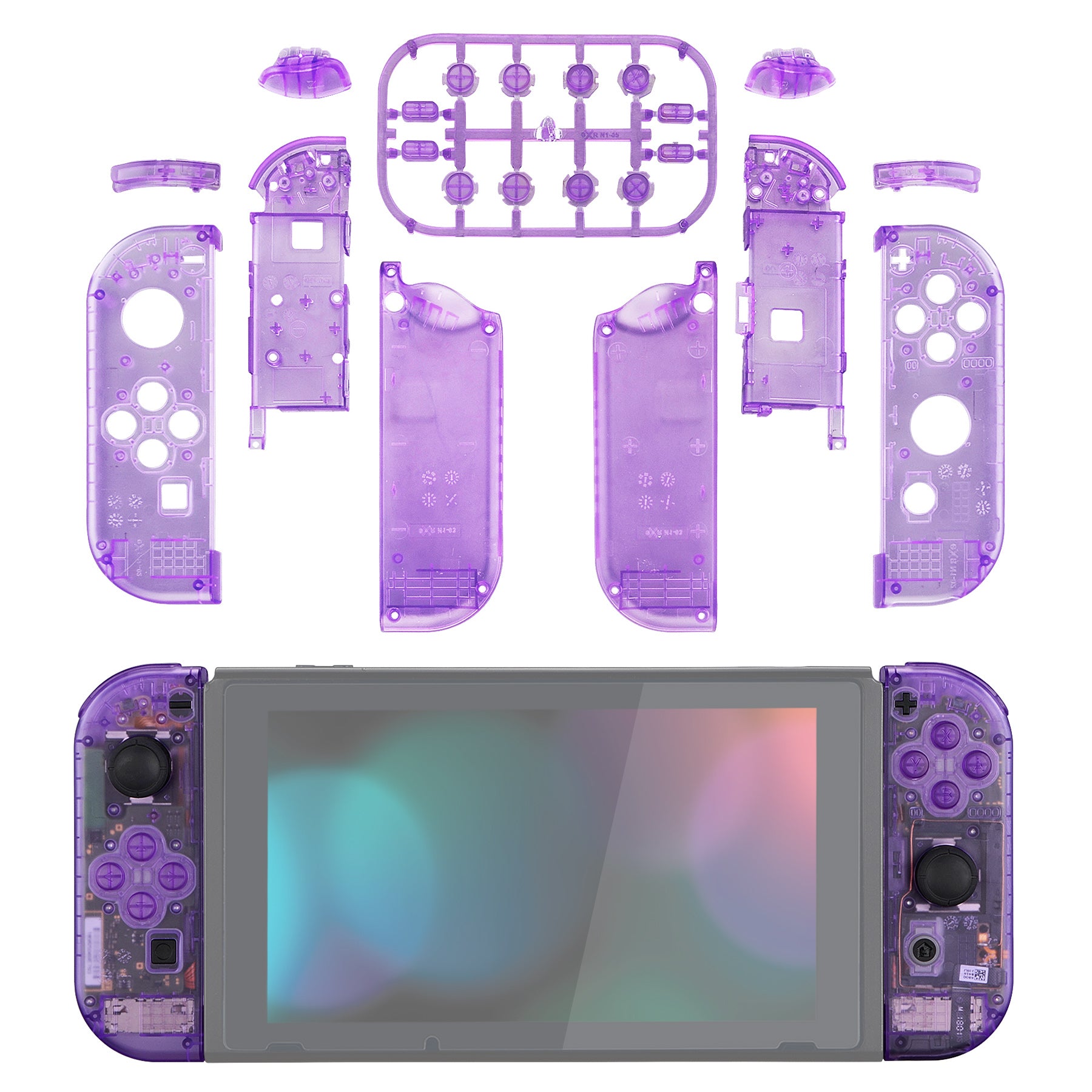 eXtremeRate Clear Atomic Purple for Joycon Handheld Controller