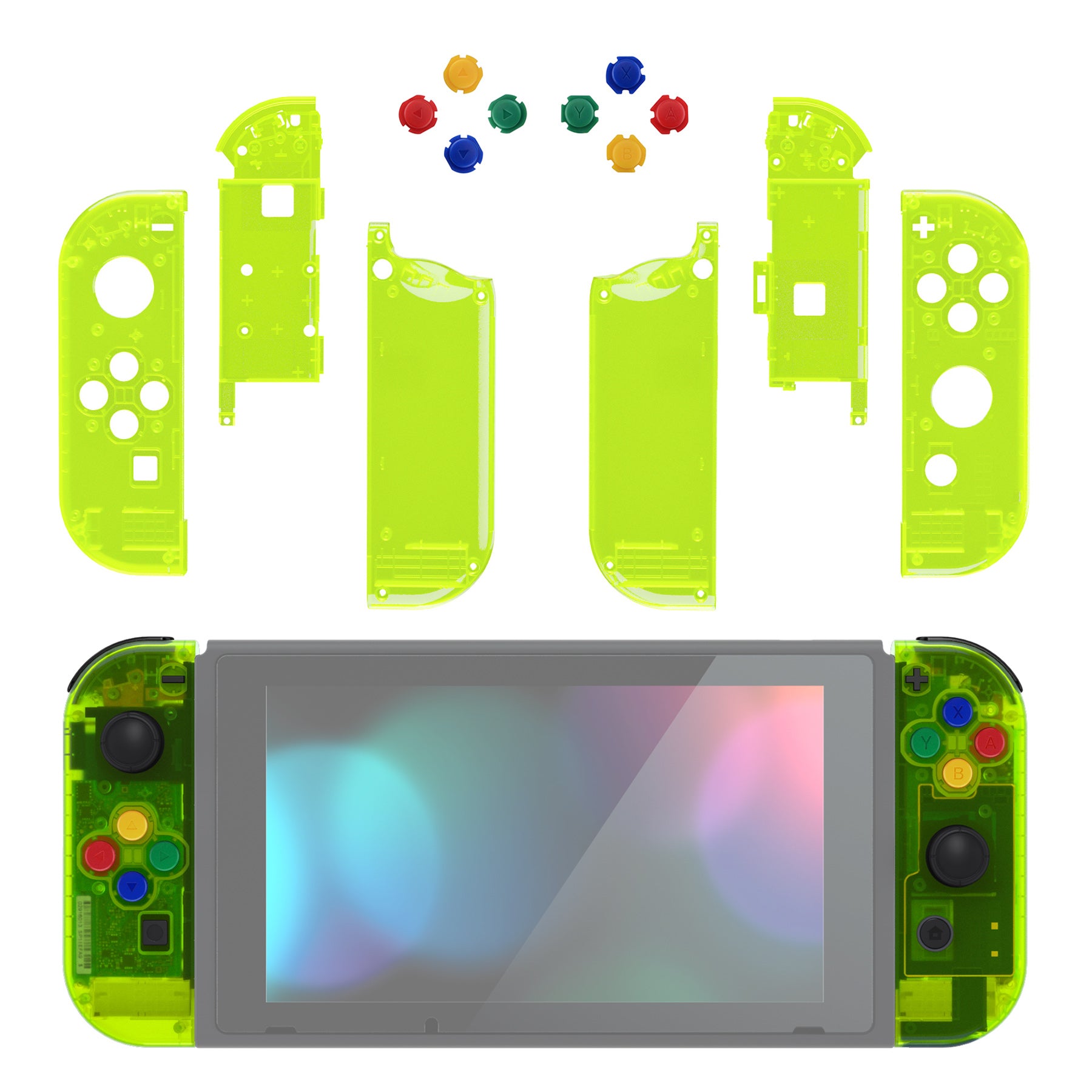 eXtremeRate Clear Lime Green for Joycon Handheld Controller