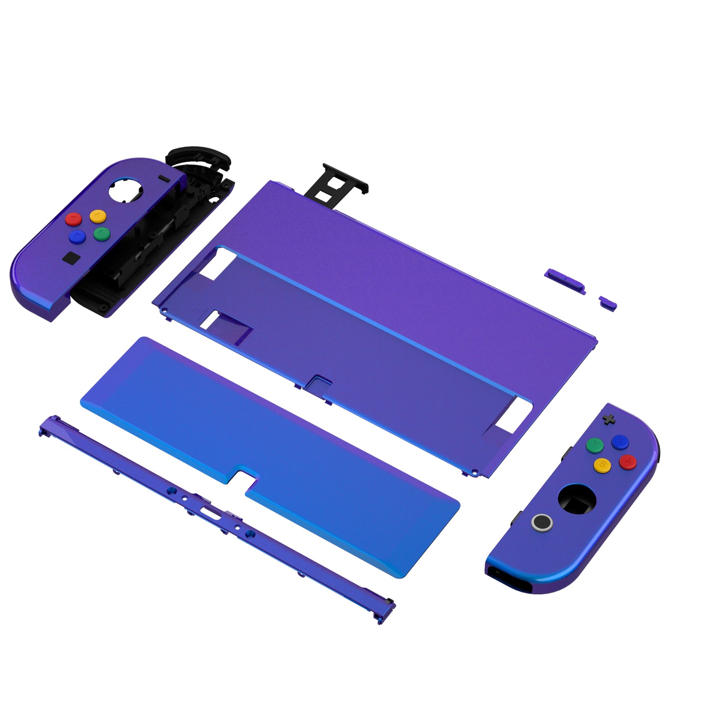 eXtremeRate Custom Replacement Full Set Shell with Buttons for Nintendo Switch OLED - Chameleon Purple Blue