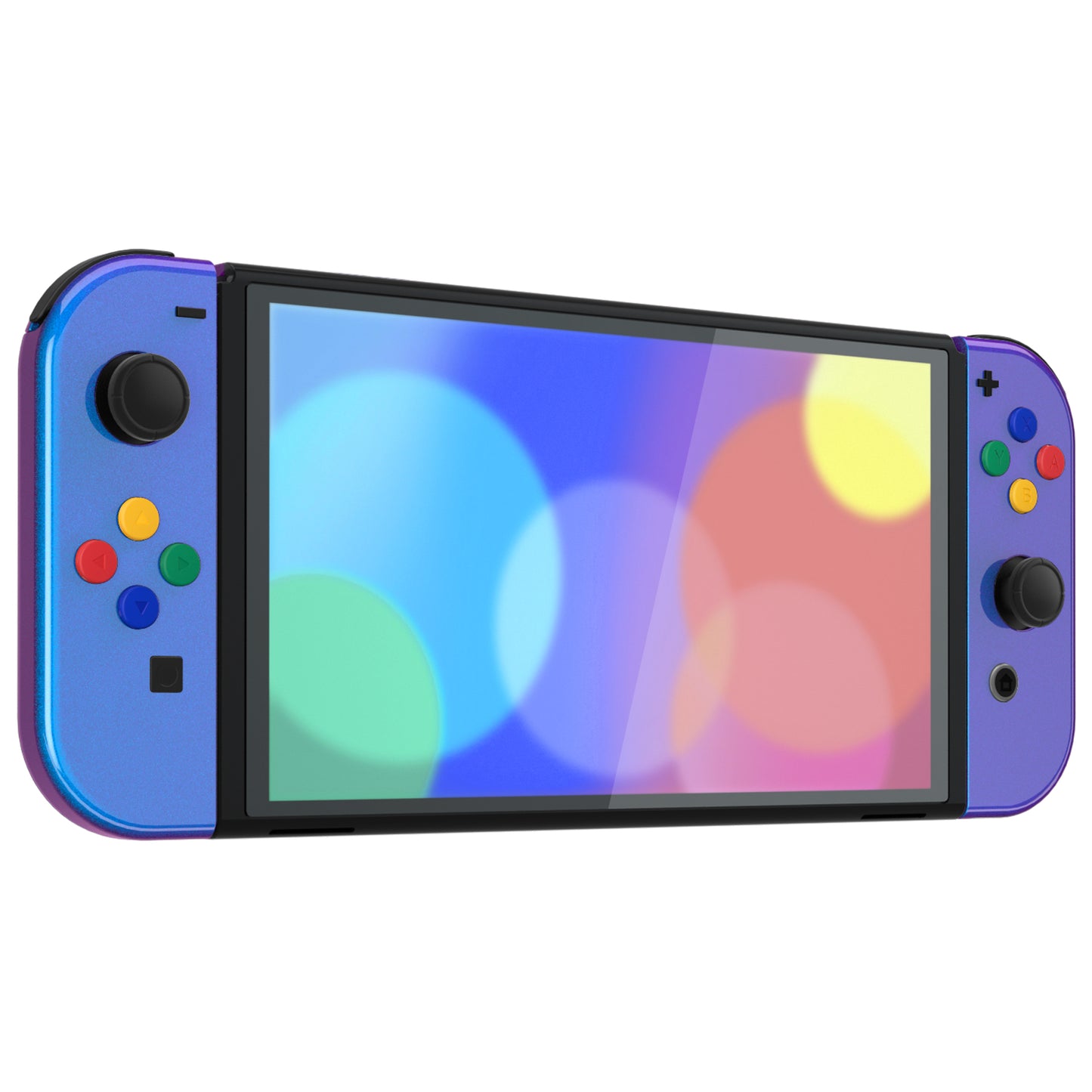 eXtremeRate Custom Replacement Full Set Shell with Buttons for Nintendo Switch OLED - Chameleon Purple Blue