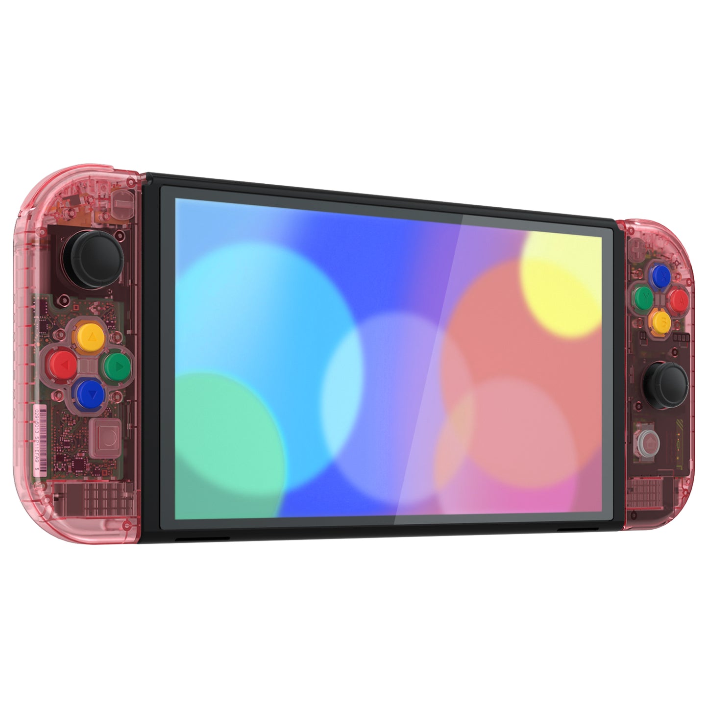 eXtremeRate Custom Replacement Full Set Shell with Buttons for Nintendo Switch OLED - Crystal Cherry Pink