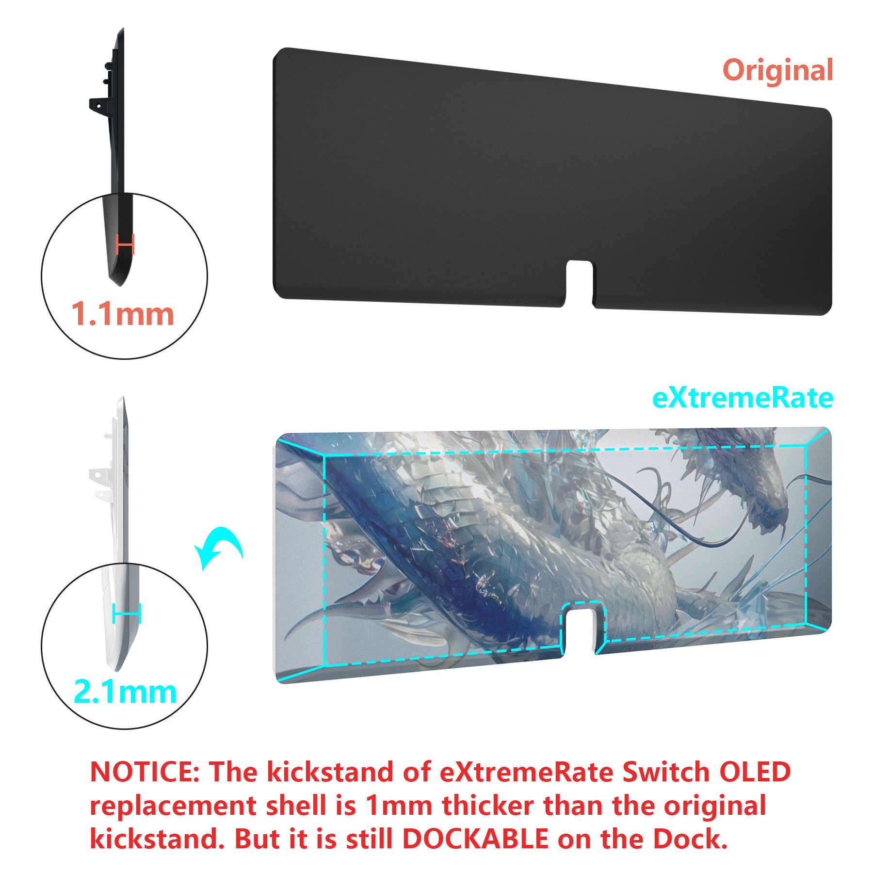 eXtremeRate Crystal Dragon Full Set Shell for Nintendo Switch OLED