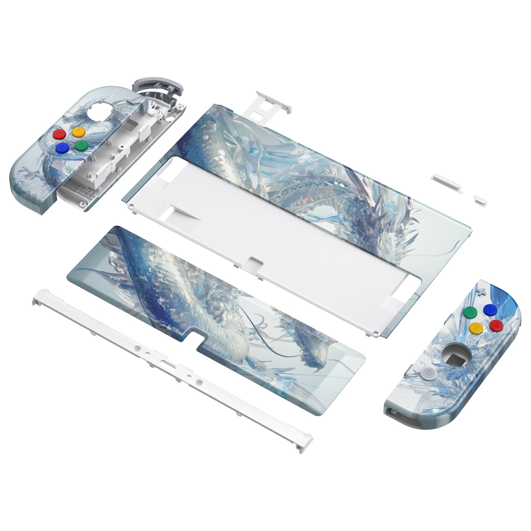 eXtremeRate Crystal Dragon Full Set Shell for Nintendo Switch OLED