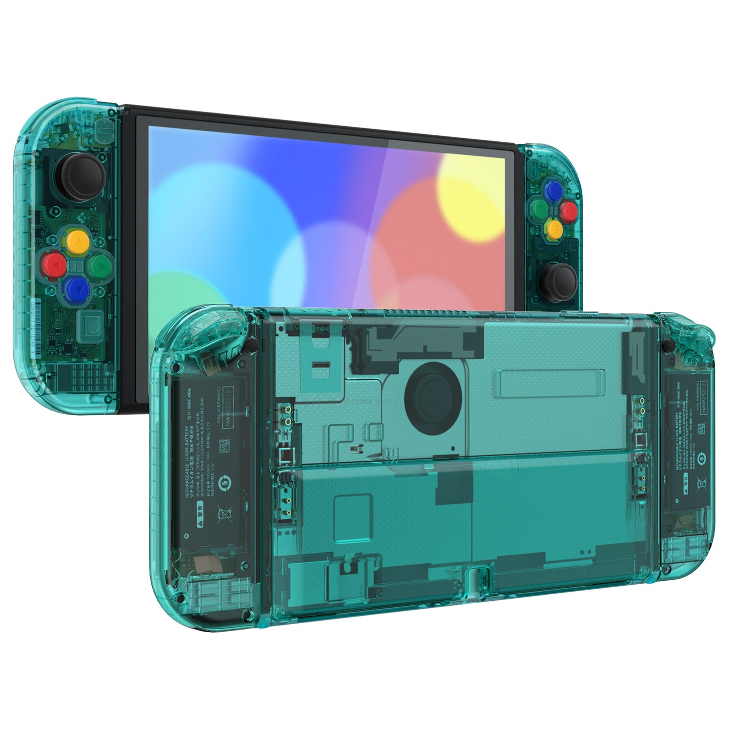 eXtremeRate Custom Replacement Full Set Shell with Buttons for Nintendo Switch OLED - Crystal Emerald Green