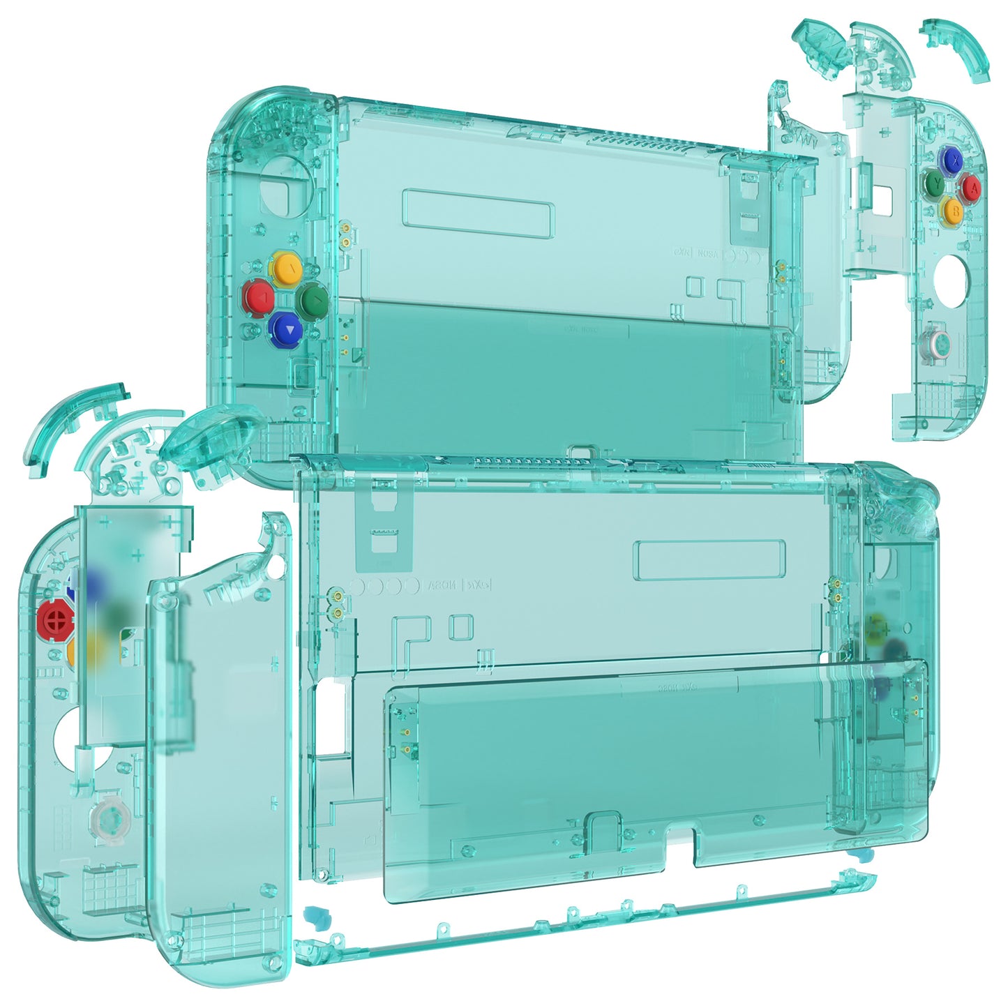 eXtremeRate Custom Replacement Full Set Shell with Buttons for Nintendo Switch OLED - Crystal Emerald Green