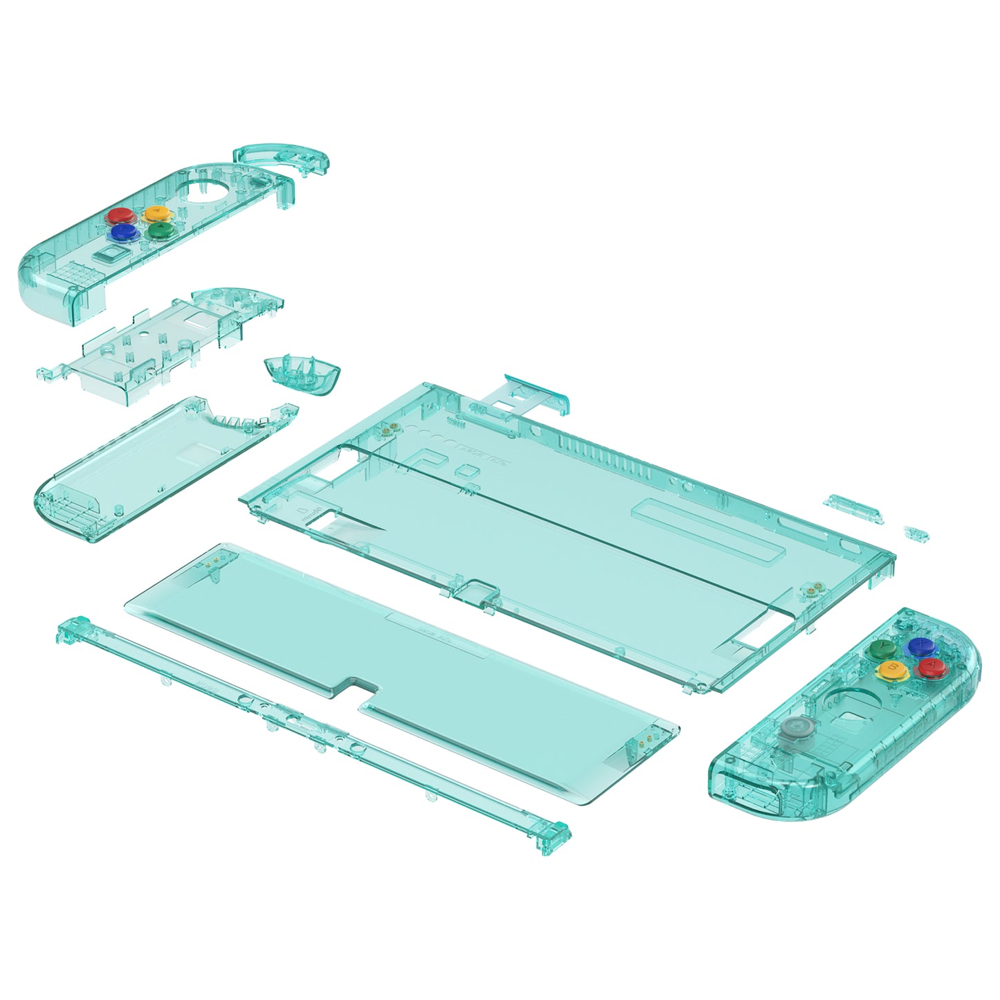 eXtremeRate Custom Replacement Full Set Shell with Buttons for Nintendo Switch OLED - Crystal Emerald Green