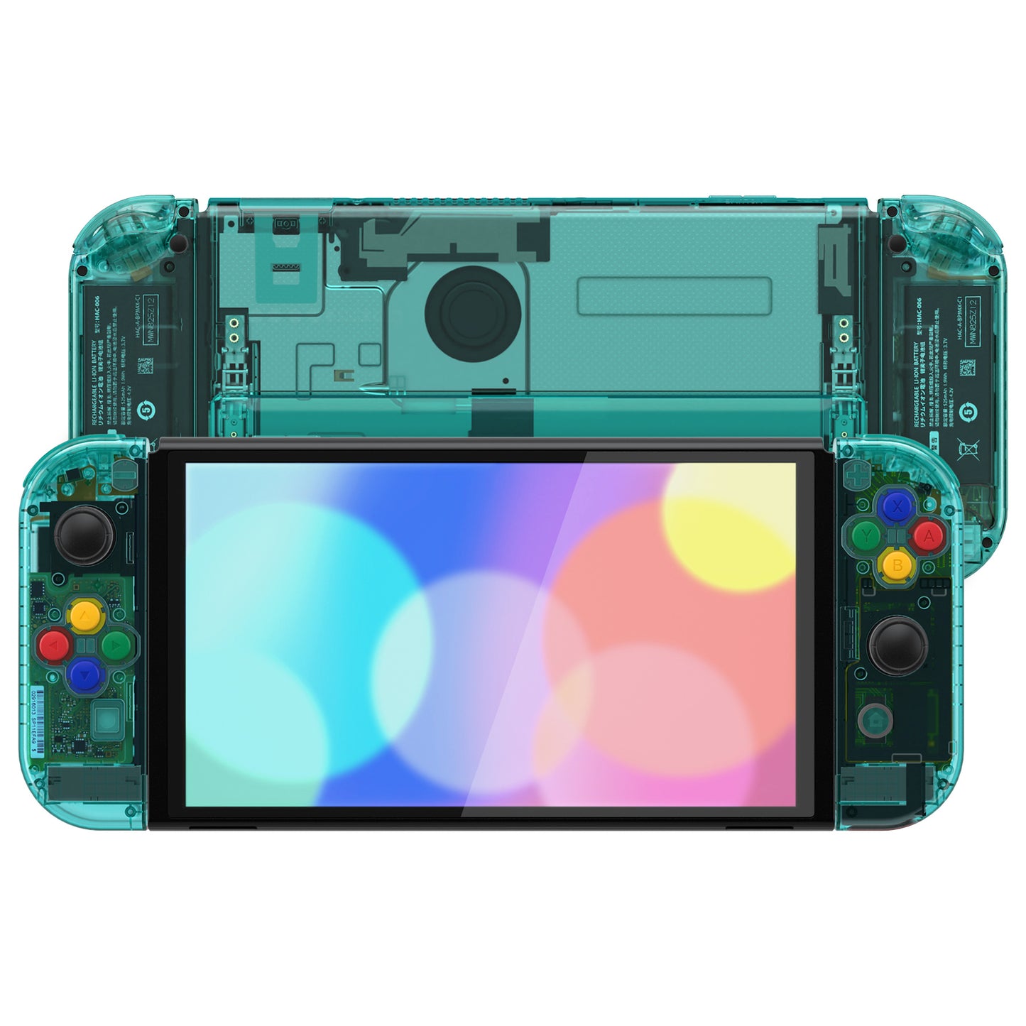 eXtremeRate Custom Replacement Full Set Shell with Buttons for Nintendo Switch OLED - Crystal Emerald Green