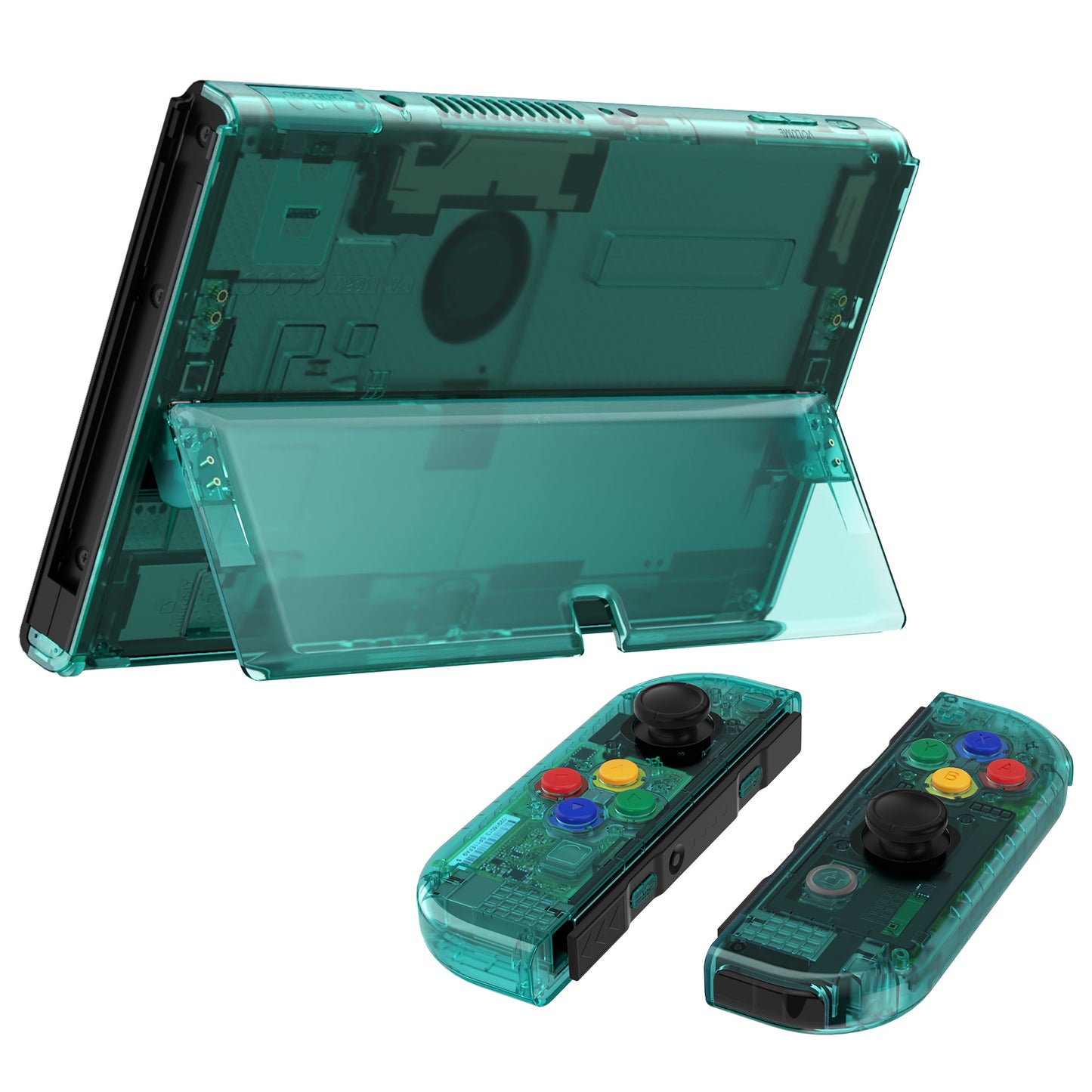 eXtremeRate Custom Replacement Full Set Shell with Buttons for Nintendo Switch OLED - Crystal Emerald Green