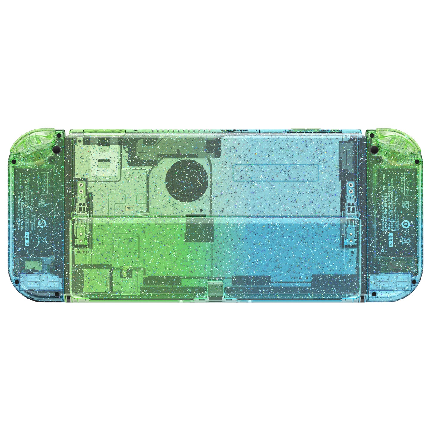 eXtremeRate Custom Replacement Full Set Shell with Buttons for Nintendo Switch OLED - Glitter Gradient Translucent Green Blue