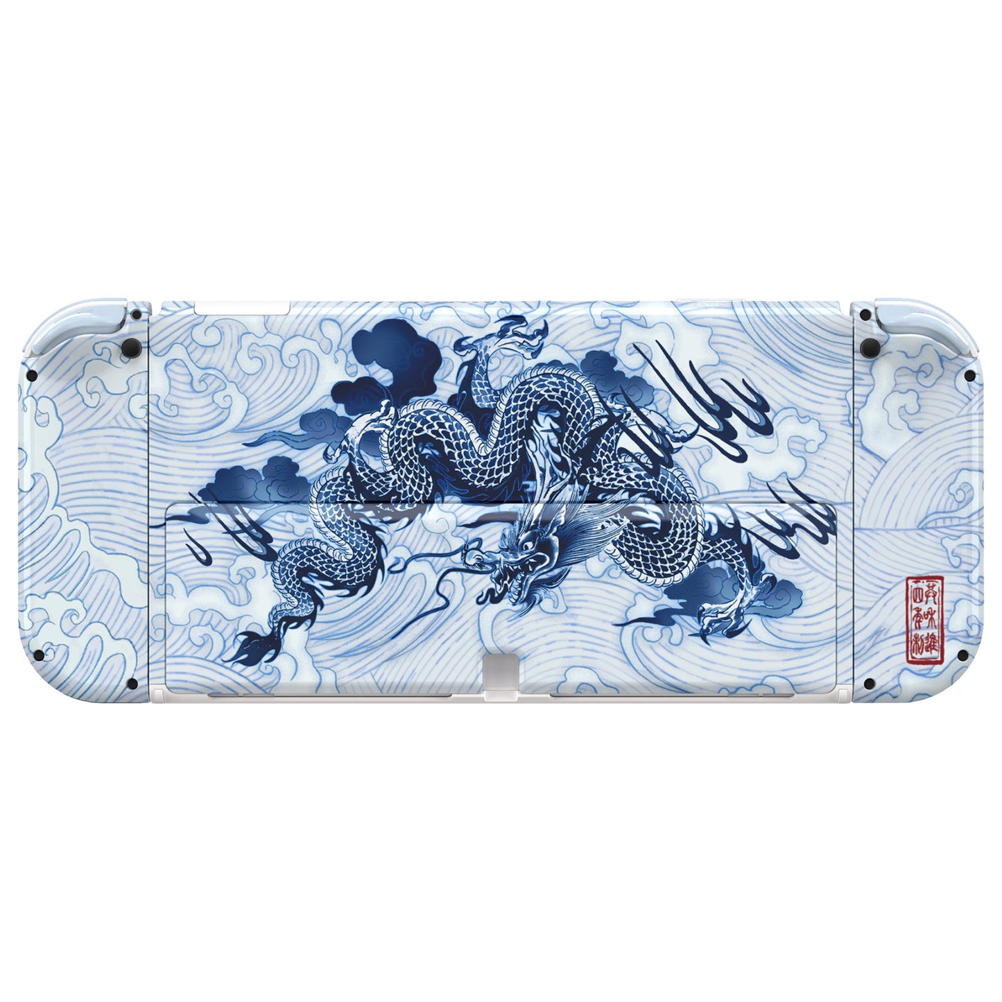 eXtremeRate Custom Replacement Full Set Shell with Buttons for Nintendo Switch OLED - Porcelain Dragon