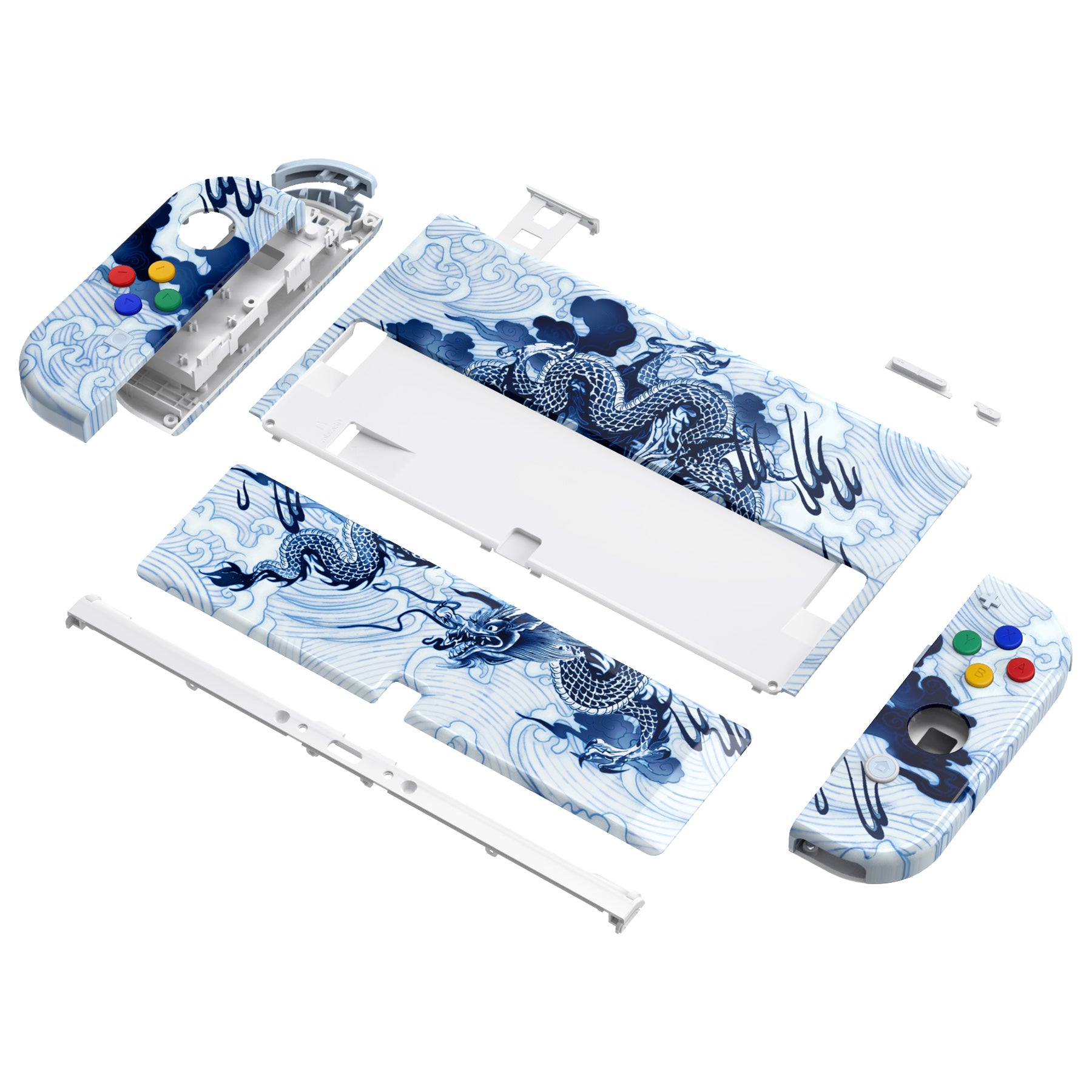 eXtremeRate Porcelain Dragon Full Set Shell for Nintendo Switch