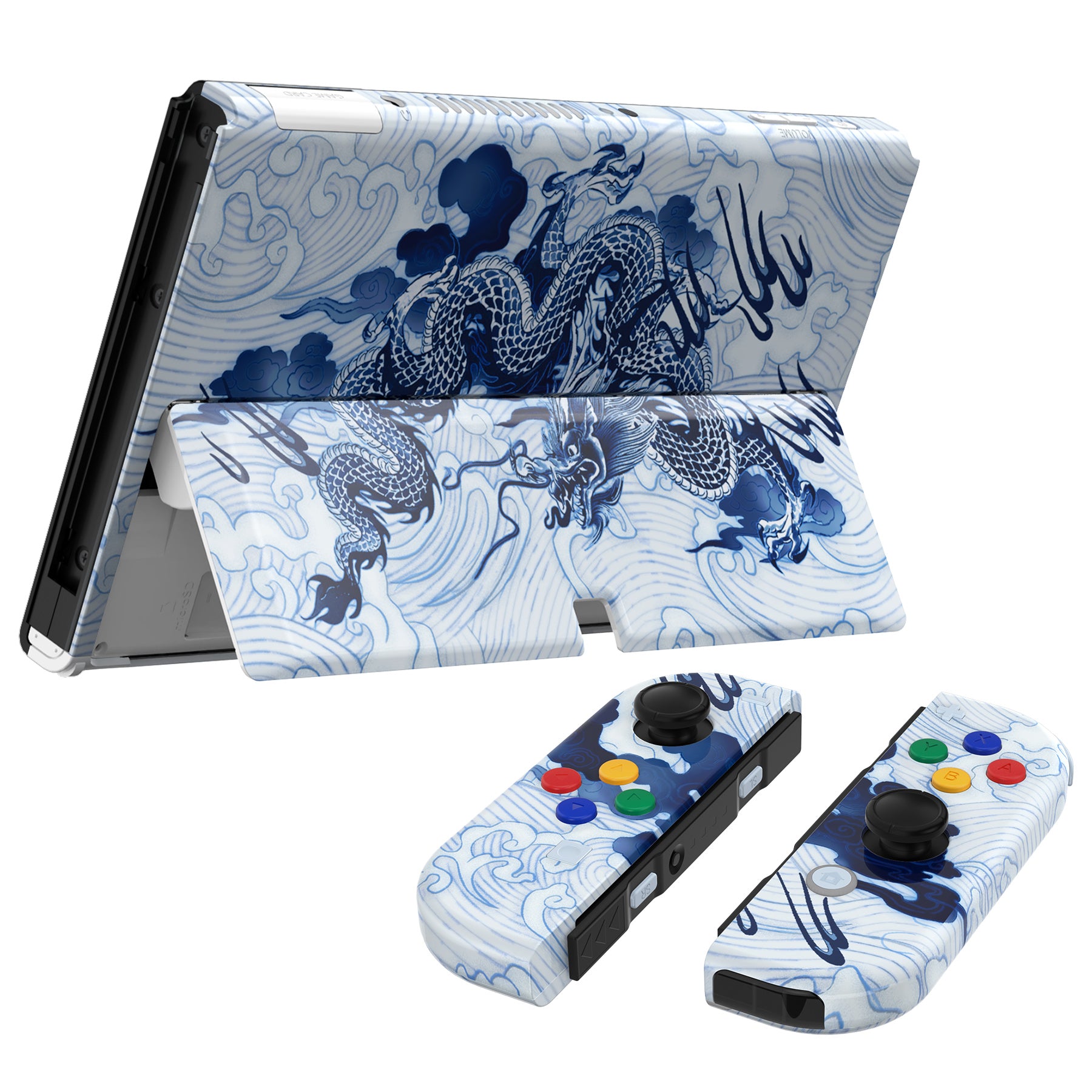 eXtremeRate Porcelain Dragon Full Set Shell for Nintendo Switch