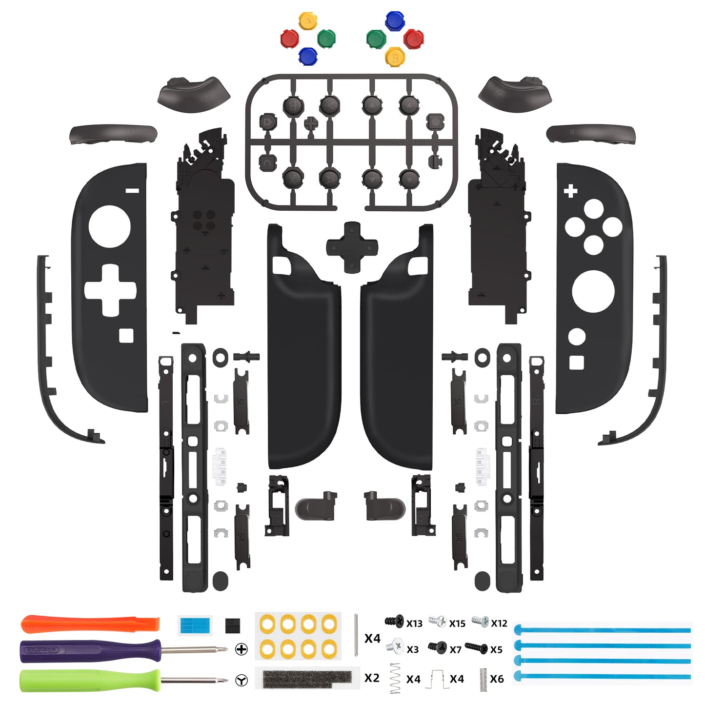 eXtremeRate D-Pad Version Replacement Full Set Shell Case with Buttons for Joycon 2 of Nintendo Switch 2 - Deluxe Version - Black