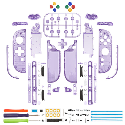 eXtremeRate D-Pad Version Replacement Full Set Shell Case with Buttons for Joycon 2 of Nintendo Switch 2 - Deluxe Version - Clear Atomic Purple