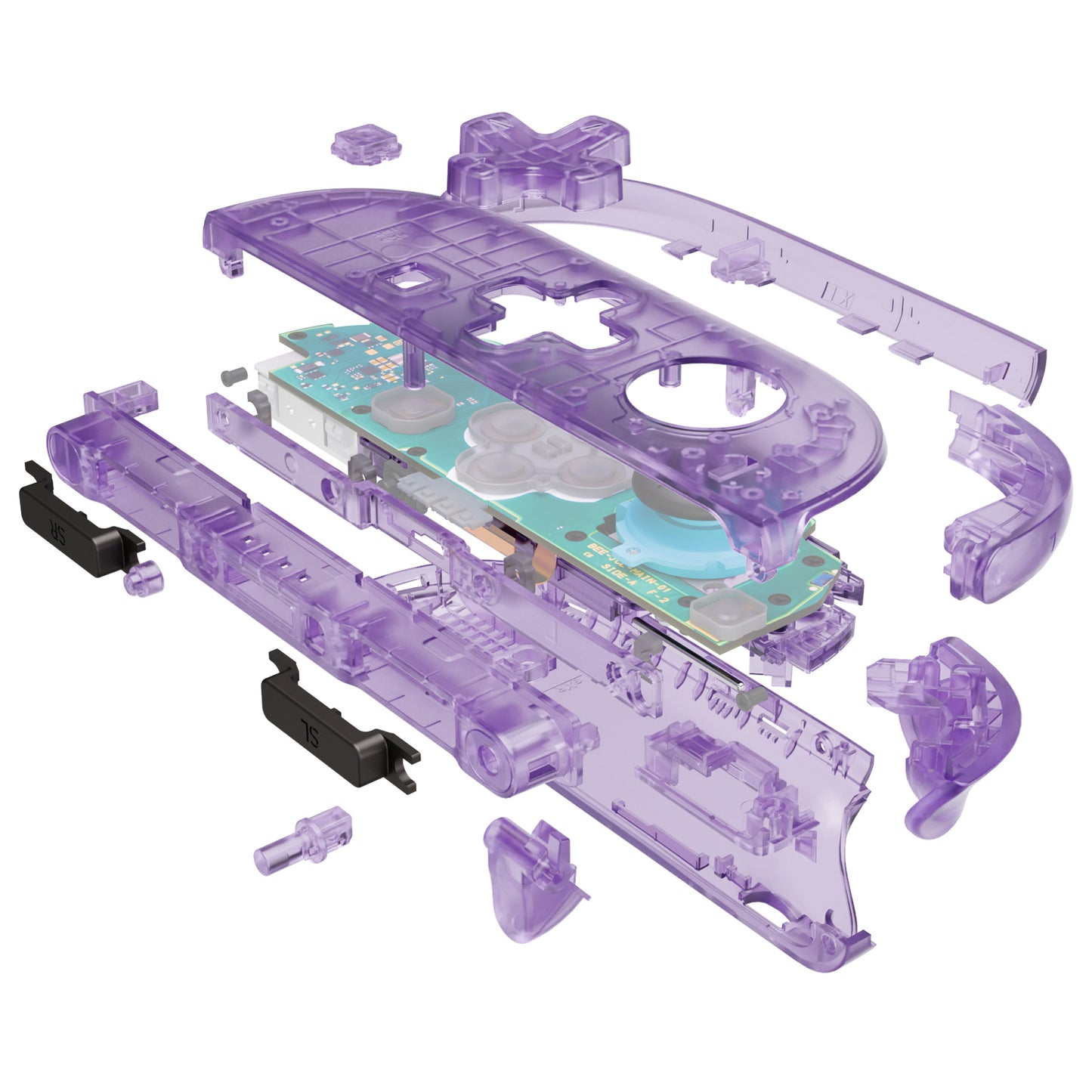 eXtremeRate D-Pad Version Replacement Full Set Shell Case with Buttons for Joycon 2 of Nintendo Switch 2 - Deluxe Version - Clear Atomic Purple