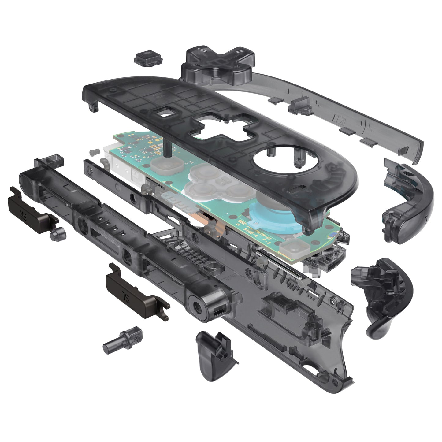 eXtremeRate D-Pad Version Replacement Full Set Shell Case with Buttons for Joycon 2 of Nintendo Switch 2 - Deluxe Version - Clear Slate Black