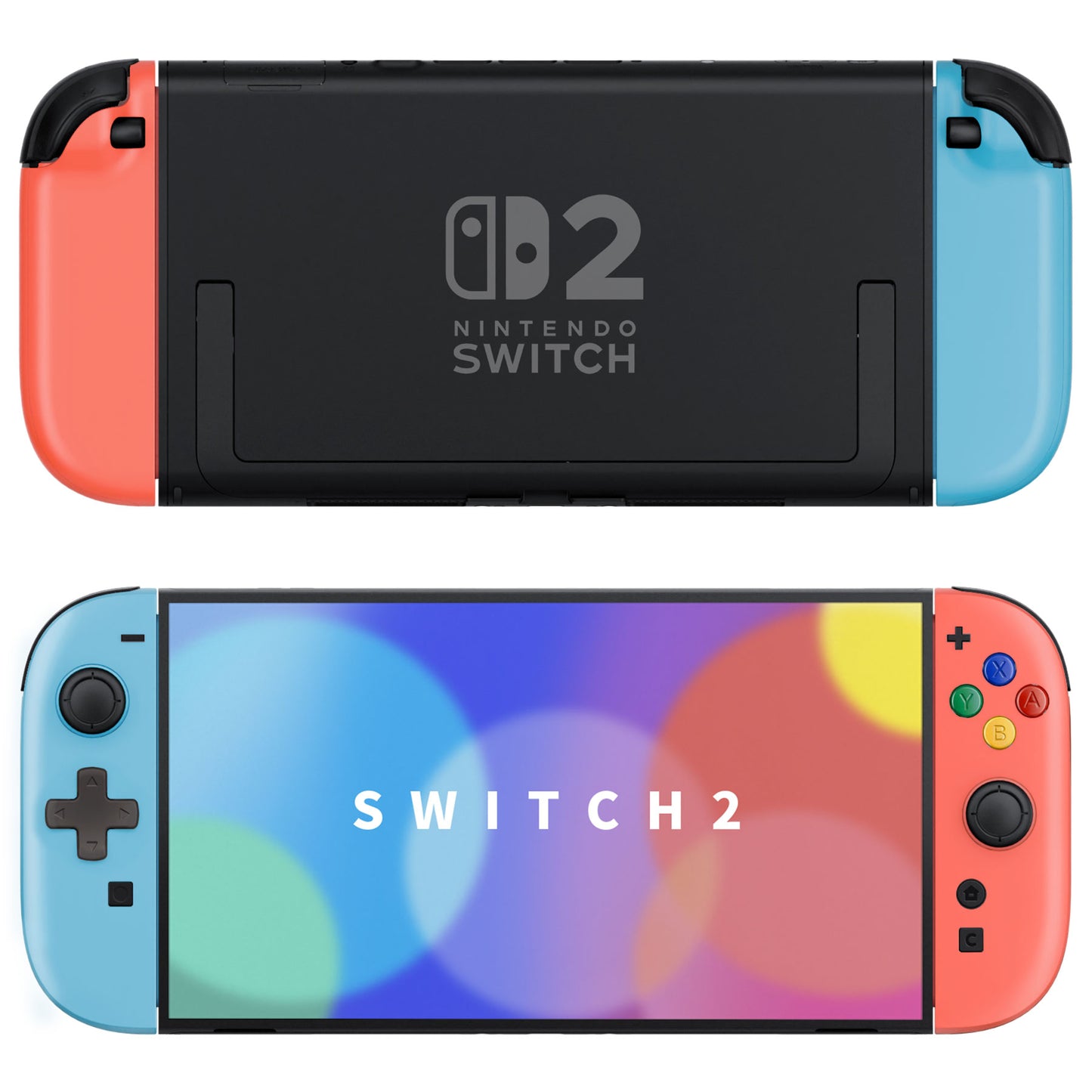 eXtremeRate D-Pad Version Replacement Full Set Shell Case with Buttons for Joycon 2 of Nintendo Switch 2 - Essence Version - Blue & Orange