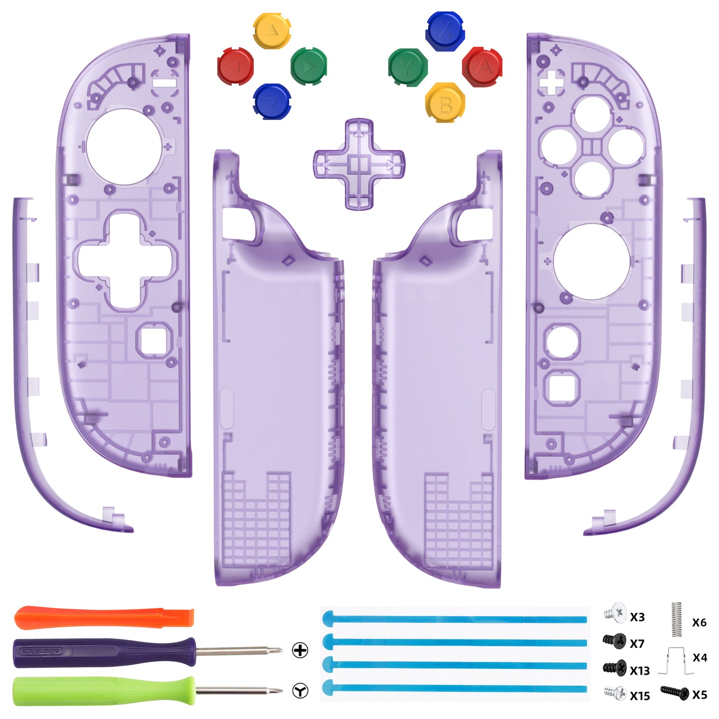 eXtremeRate D-Pad Version Replacement Full Set Shell Case with Buttons for Joycon 2 of Nintendo Switch 2 - Essence Version - Clear Atomic Purple