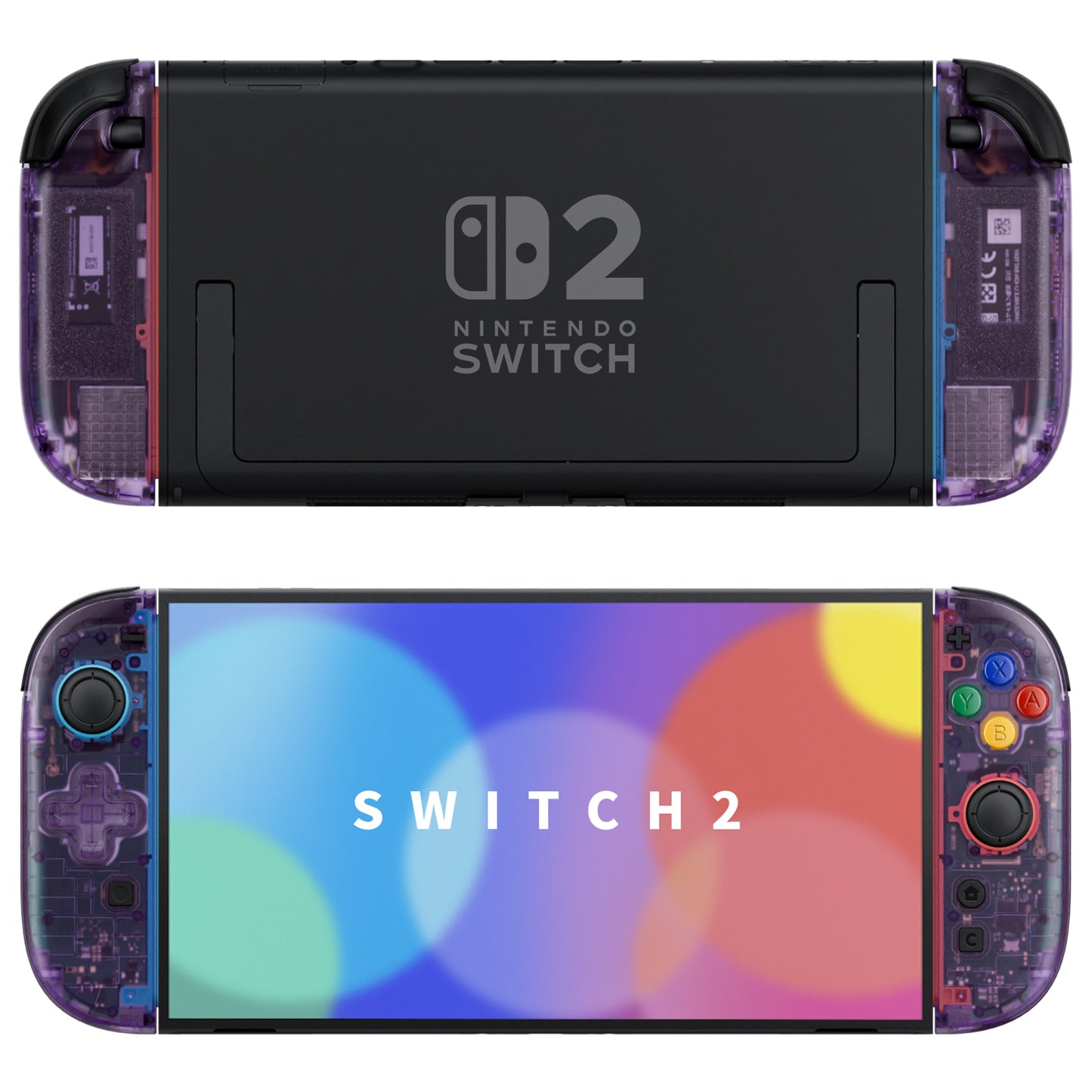 eXtremeRate D-Pad Version Replacement Full Set Shell Case with Buttons for Joycon 2 of Nintendo Switch 2 - Essence Version - Clear Atomic Purple