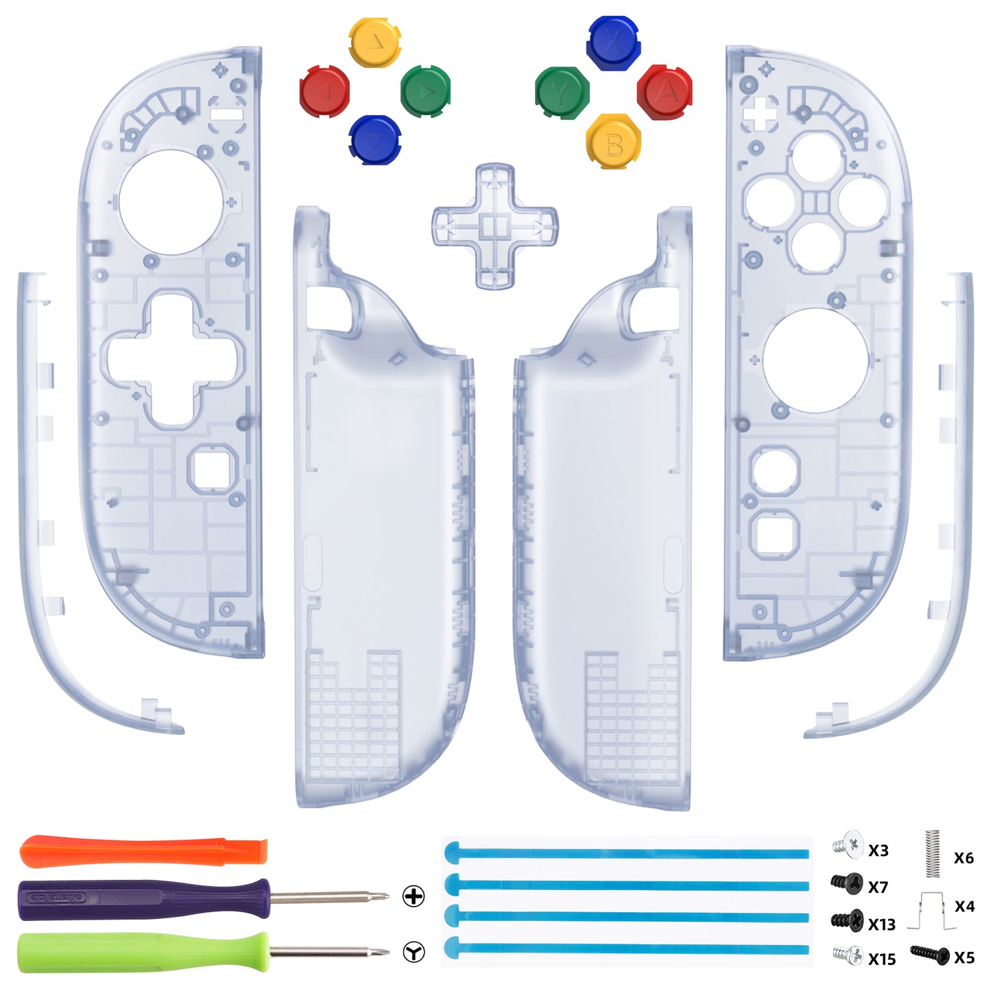 eXtremeRate D-Pad Version Replacement Full Set Shell Case with Buttons for Joycon 2 of Nintendo Switch 2 - Essence Version - Clear Glacier Blue
