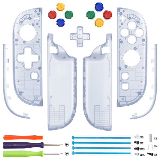 eXtremeRate D-Pad Version Replacement Full Set Shell Case with Buttons for Joycon 2 of Nintendo Switch 2 - Essence Version - Clear Glacier Blue