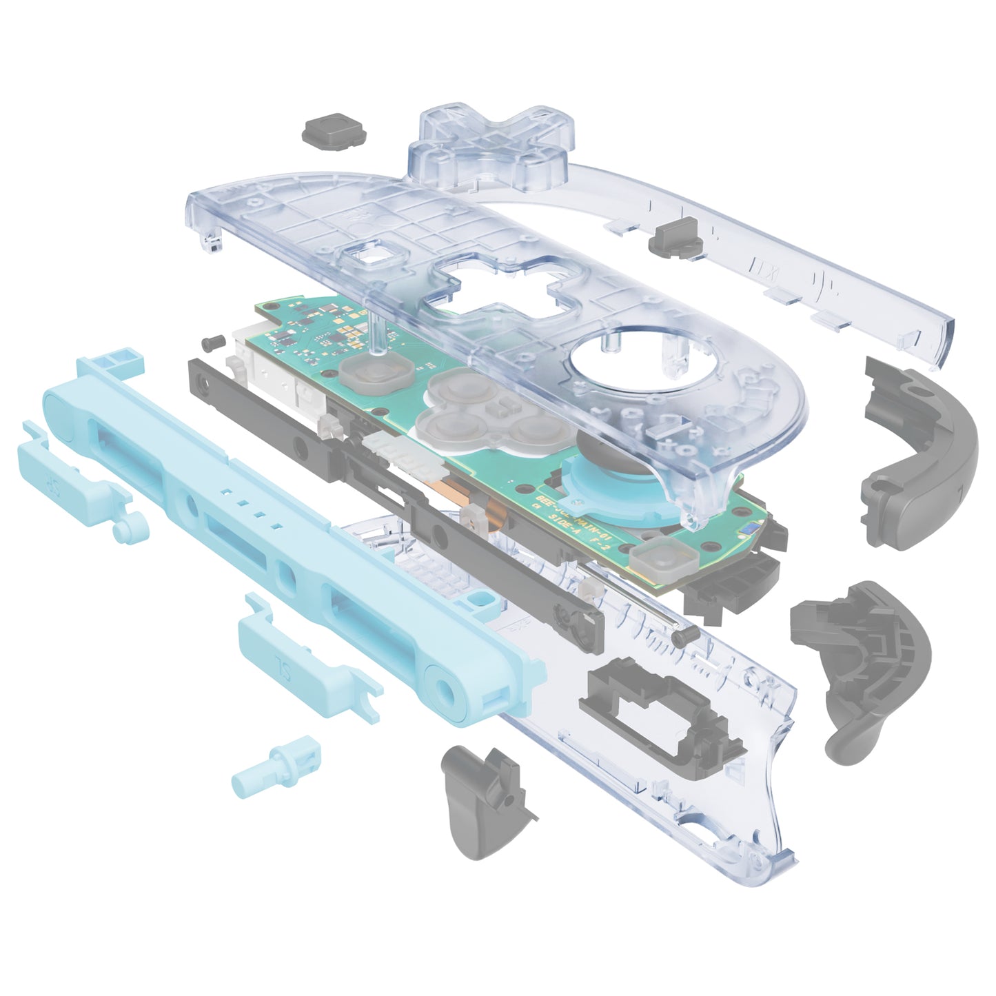 eXtremeRate D-Pad Version Replacement Full Set Shell Case with Buttons for Joycon 2 of Nintendo Switch 2 - Essence Version - Clear Glacier Blue