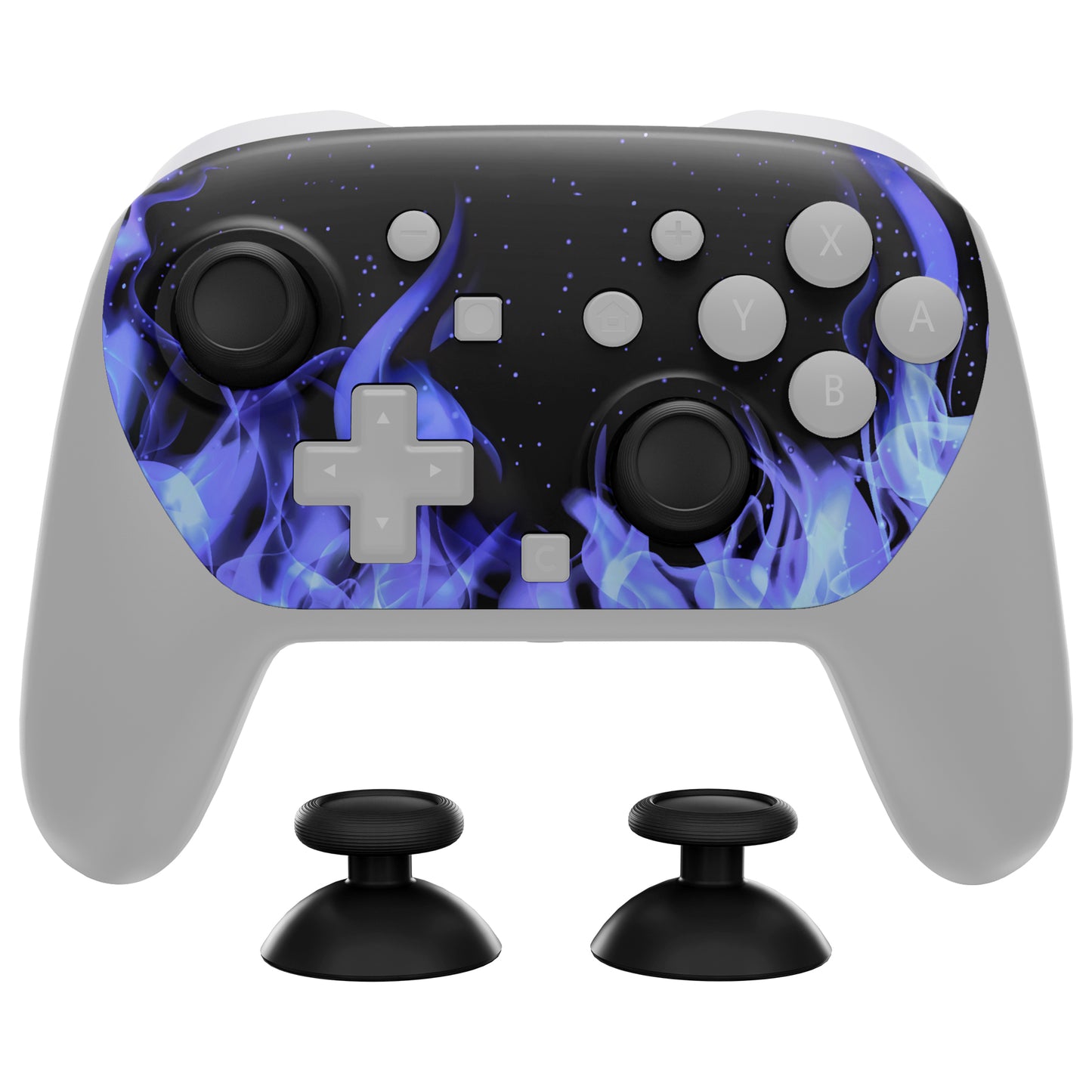 eXtremeRate DIY Replacement Faceplate Shell with Thumbsticks for Nintendo Switch 2 Pro Controller - Blue Flame