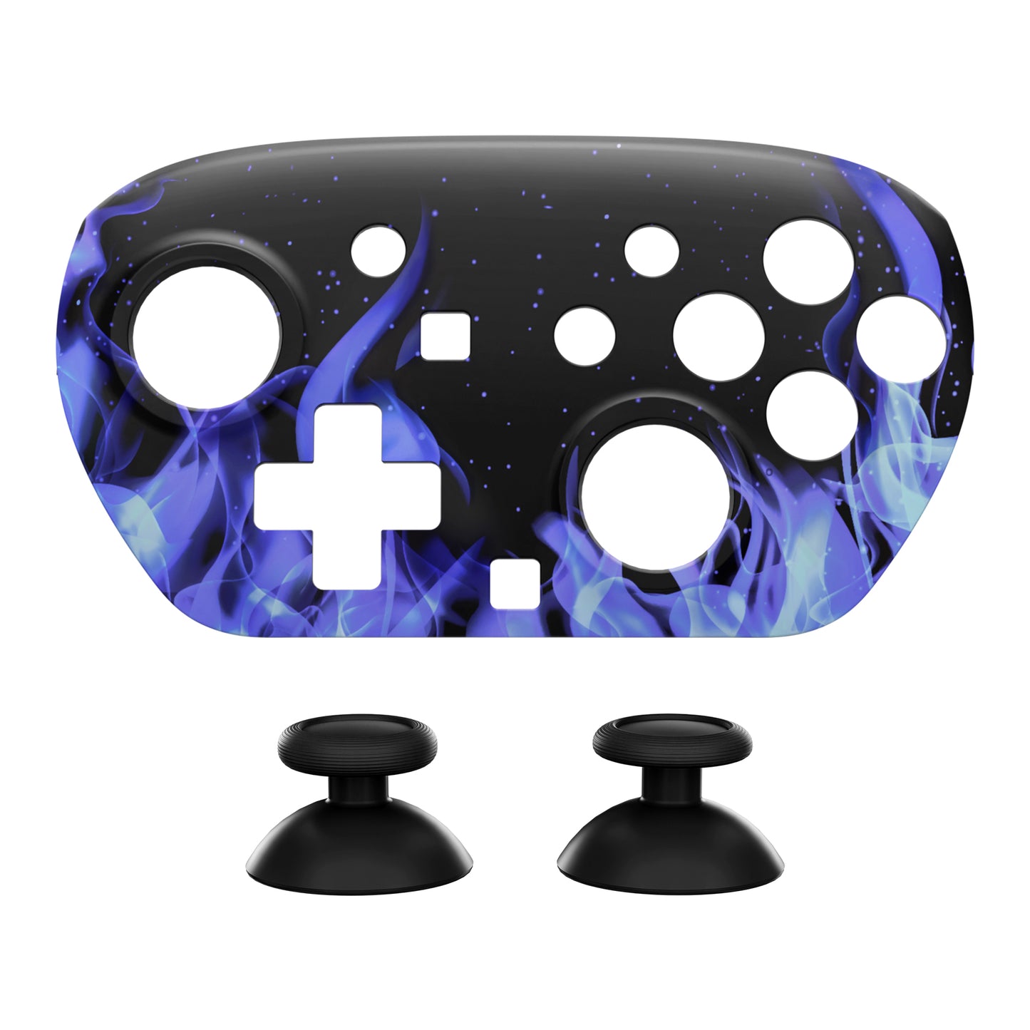 eXtremeRate DIY Replacement Faceplate Shell with Thumbsticks for Nintendo Switch 2 Pro Controller - Blue Flame