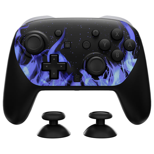 eXtremeRate DIY Replacement Faceplate Shell with Thumbsticks for Nintendo Switch 2 Pro Controller - Blue Flame