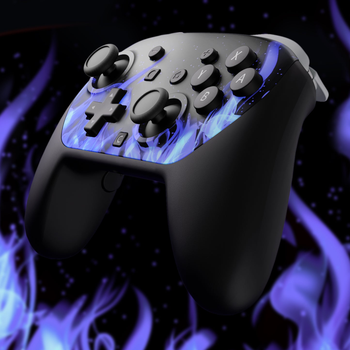 eXtremeRate DIY Replacement Faceplate Shell with Thumbsticks for Nintendo Switch 2 Pro Controller - Blue Flame
