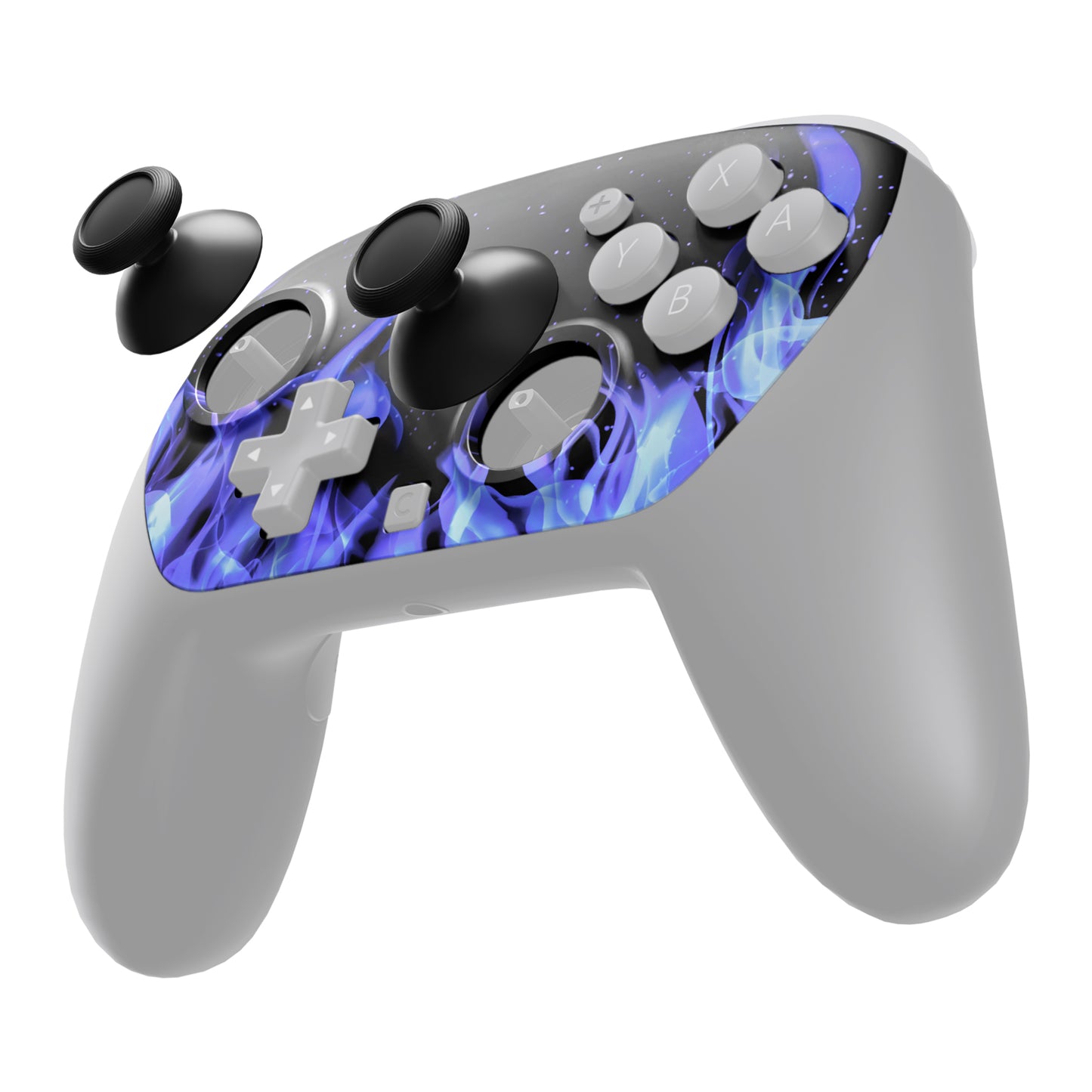eXtremeRate DIY Replacement Faceplate Shell with Thumbsticks for Nintendo Switch 2 Pro Controller - Blue Flame